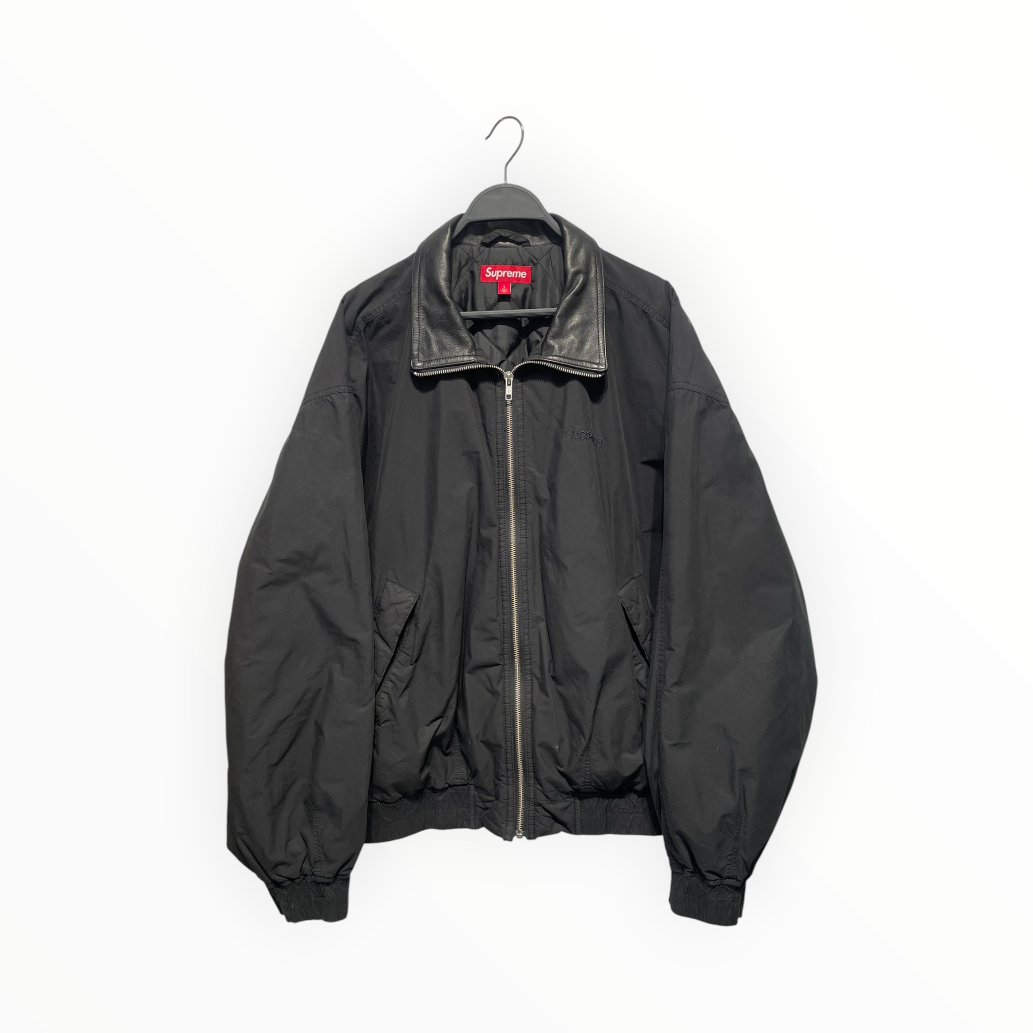 Supreme/Jacket/L/Polyester/BLK/LEATHER COLLAR JACKET view 1