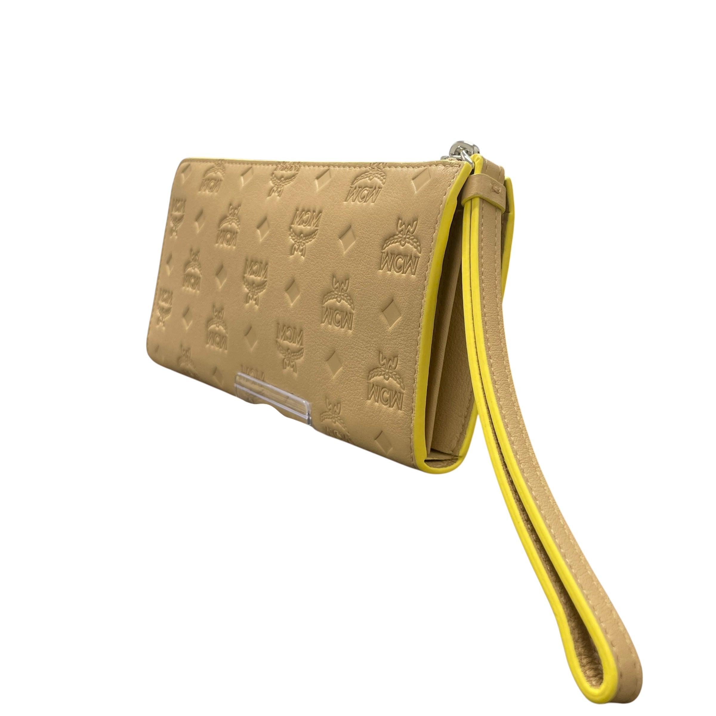 MCM/Long Wallet/Monogram/Leather/BEG/yellow strap view 2