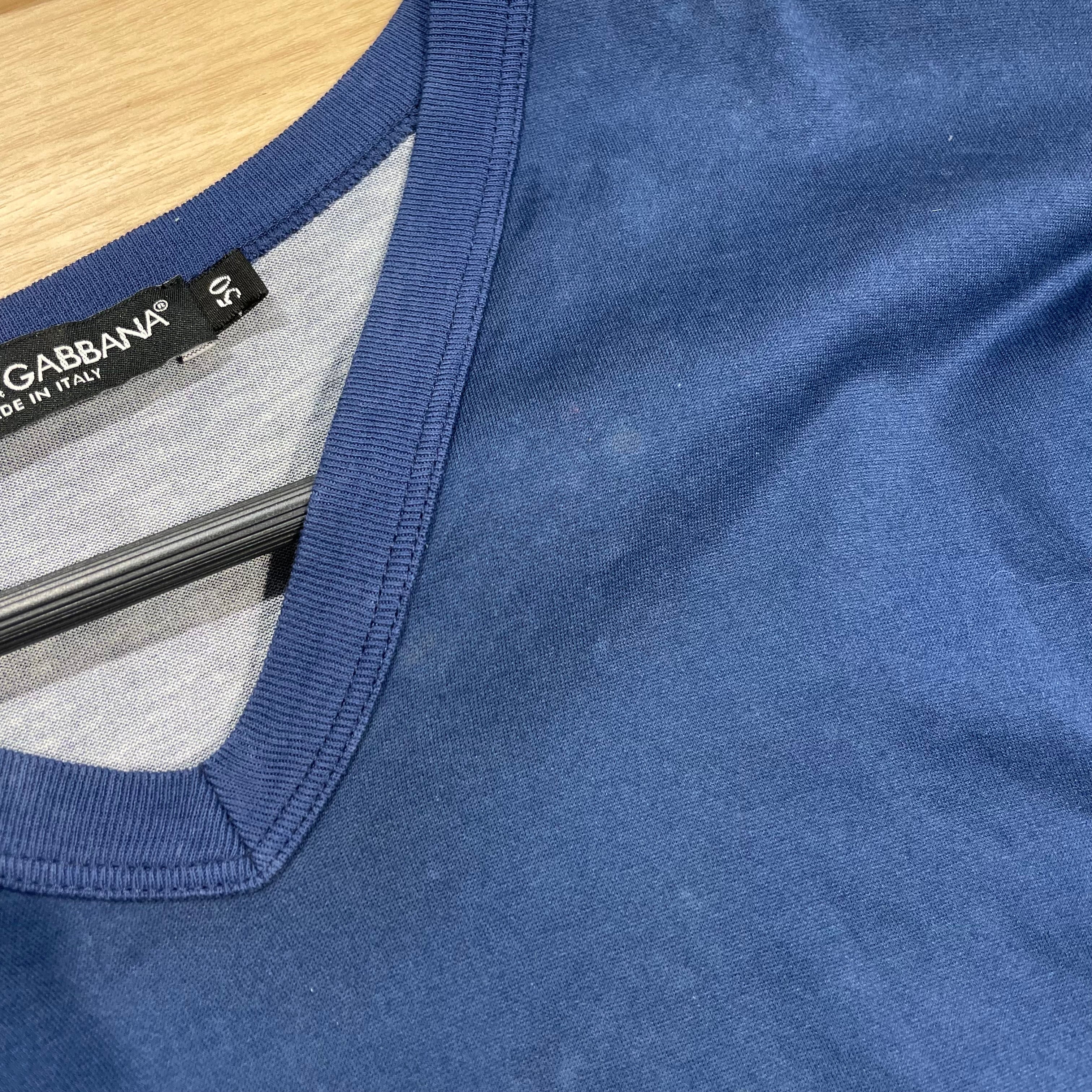 DOLCE&GABBANA/T-Shirt/50/Cotton/BLU/Floral Pattern/BIRDS V NECK view 6