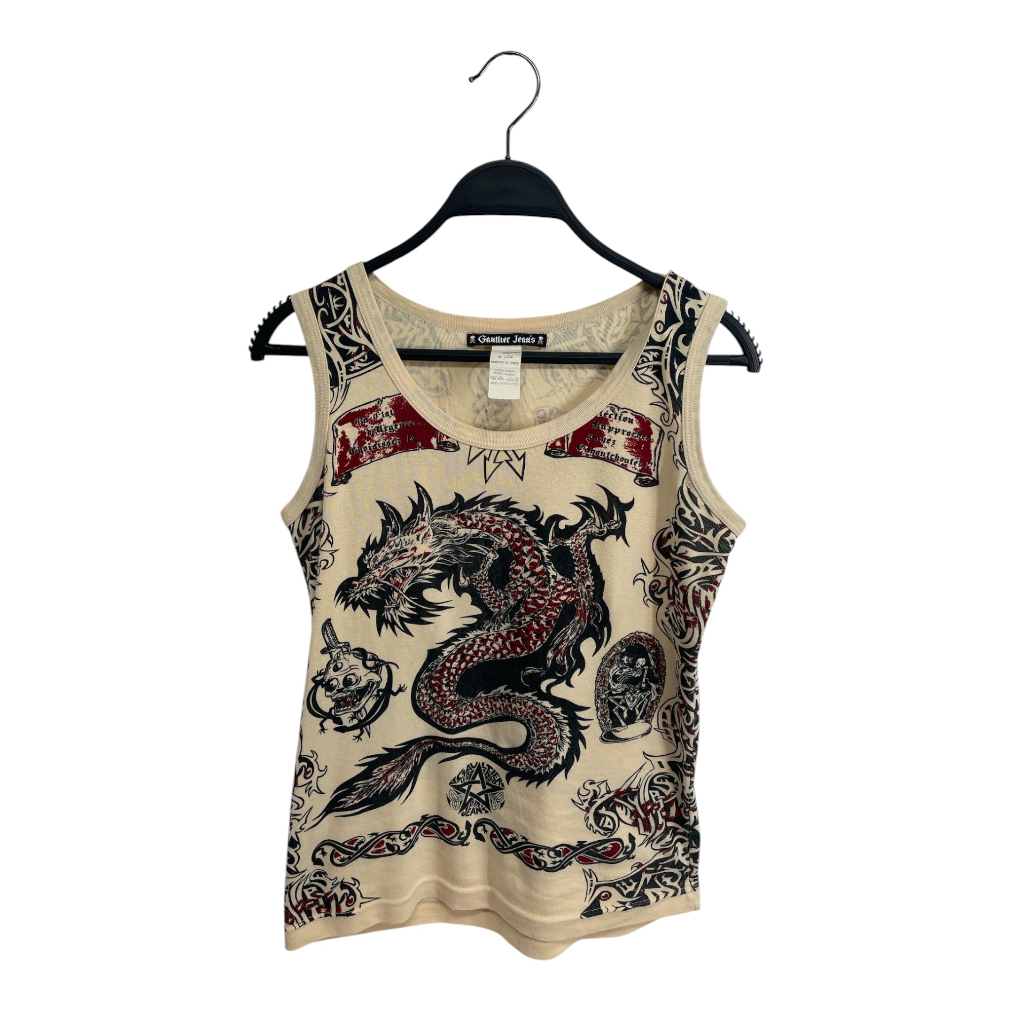 GAULTIER JEAN'S/SL Cut & Sew/XS/Cotton/BEG/FW94 DRAGON TANK TOP view 1