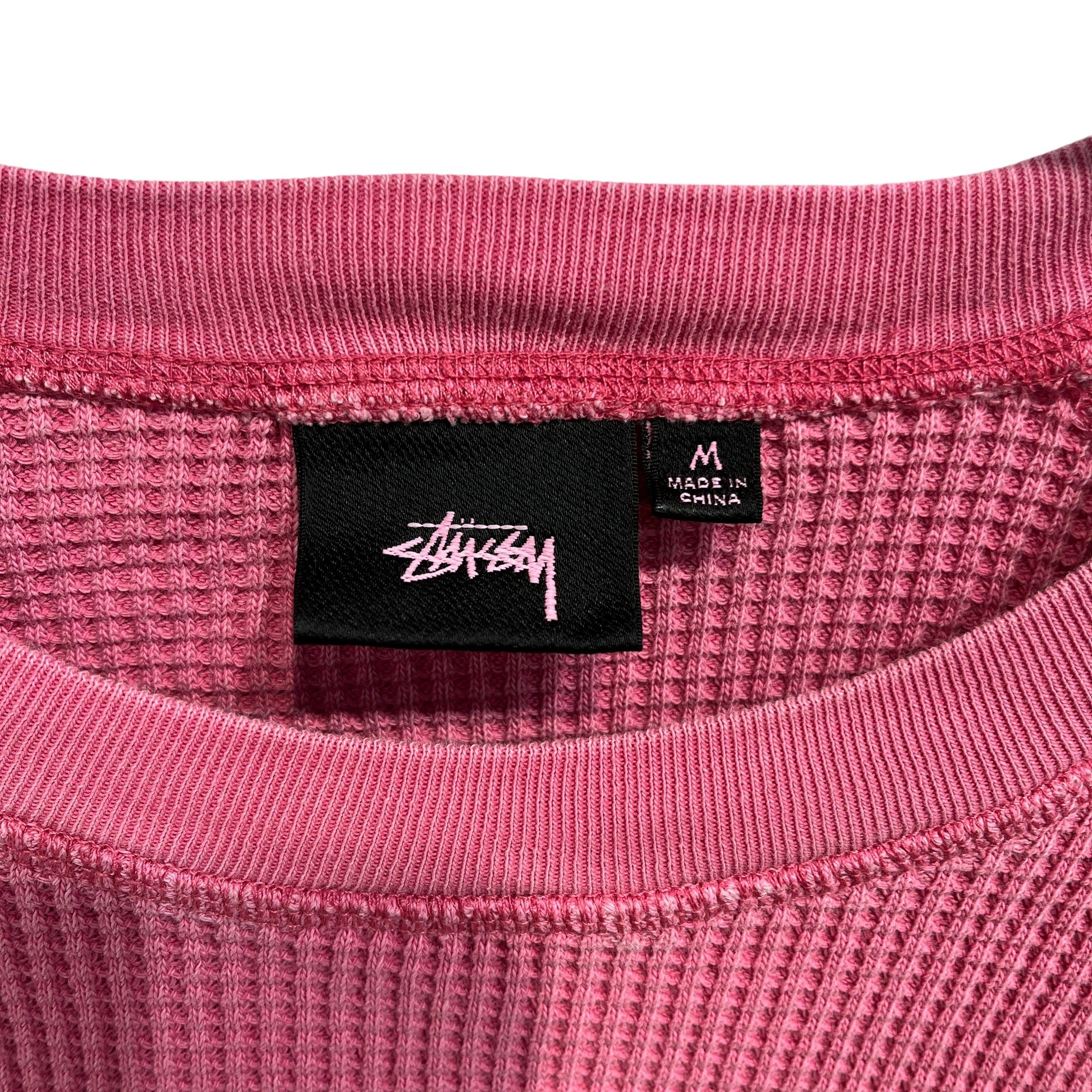 STUSSY/LS T-Shirt/M/Cotton/PNK/Back Logo Waffle Shirt view 3