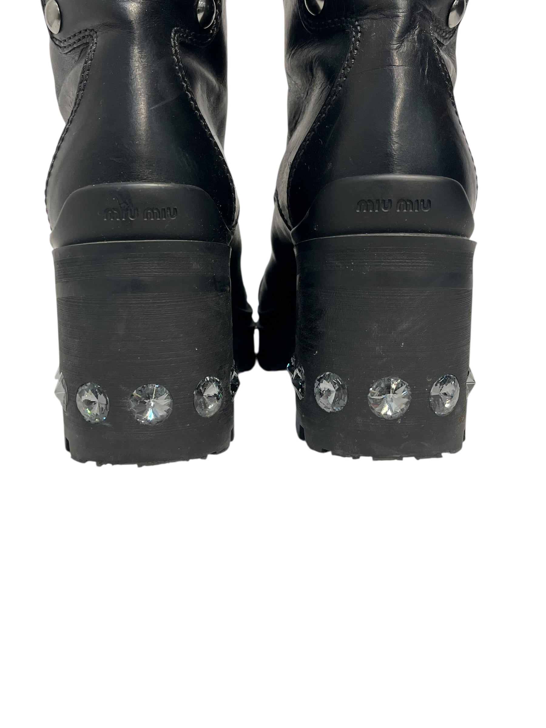 MIU MIU/Boots/EU 36.5/Leather/BLK/STUDDED EMBELLISHED BOOTS view 4