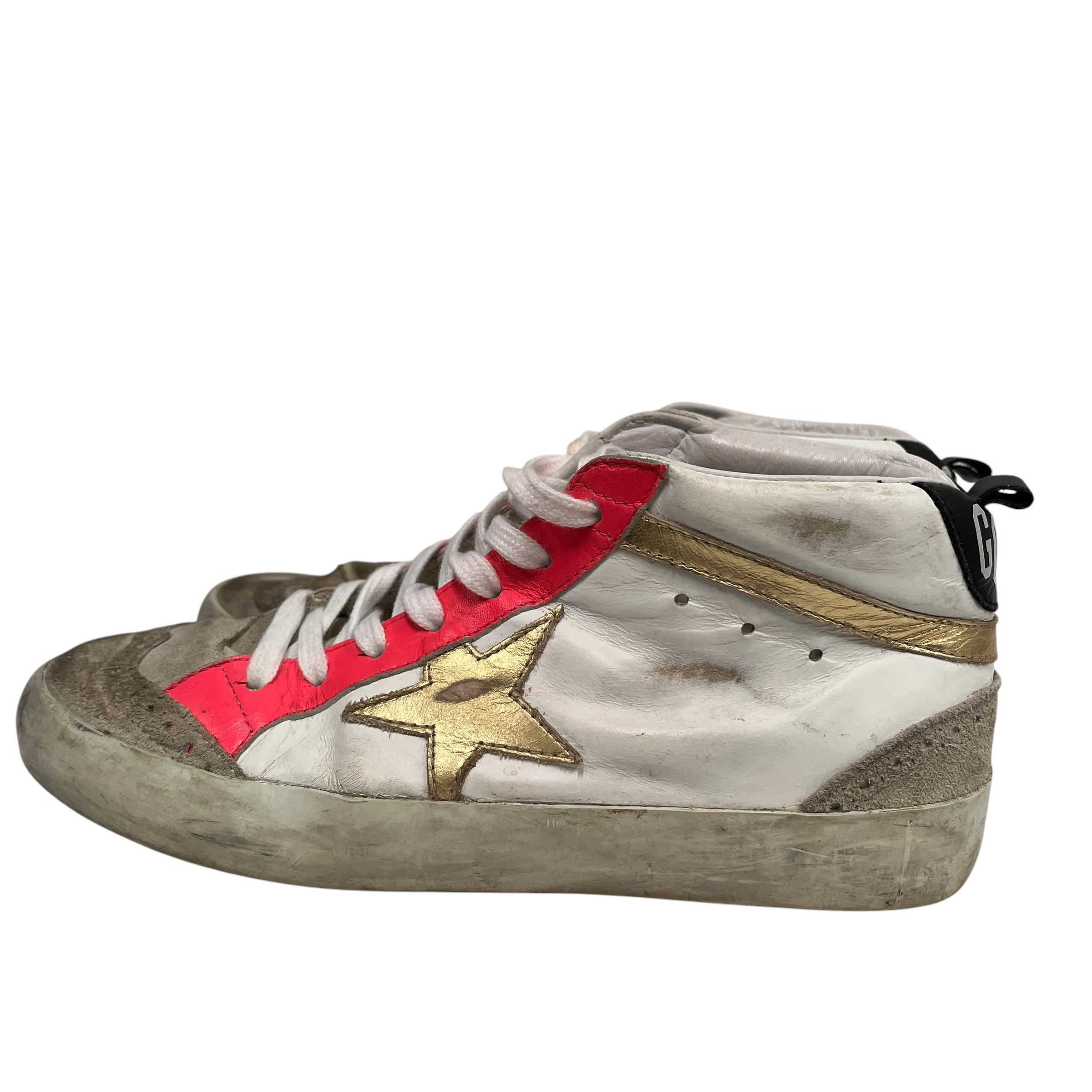 GOLDEN GOOSE/Hi-Sneakers/EU 38/Stripe/Leather/WHT/MIDSTAR GOLDEN HEART view 9