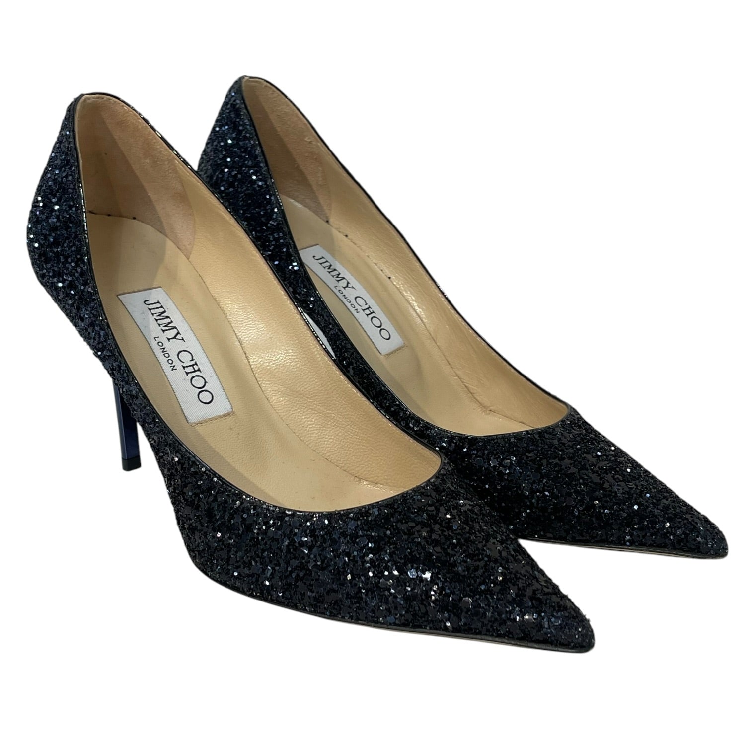 JIMMY CHOO/Heels/EU 36.5/Leather/NVY/crystal encrusted abel view 1