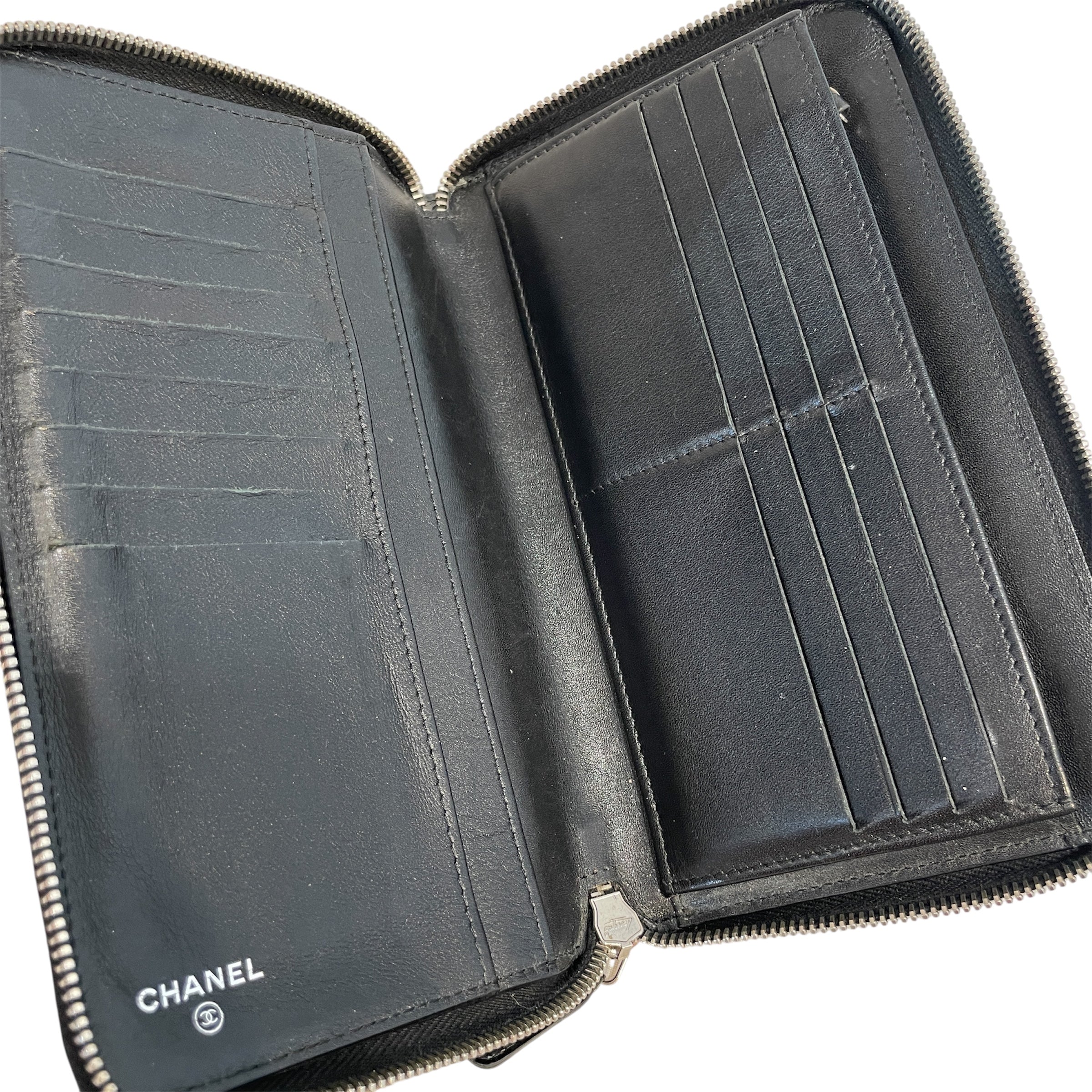 CHANEL/Long Wallet/Leather/BLK/Patent Leather Zip view 5
