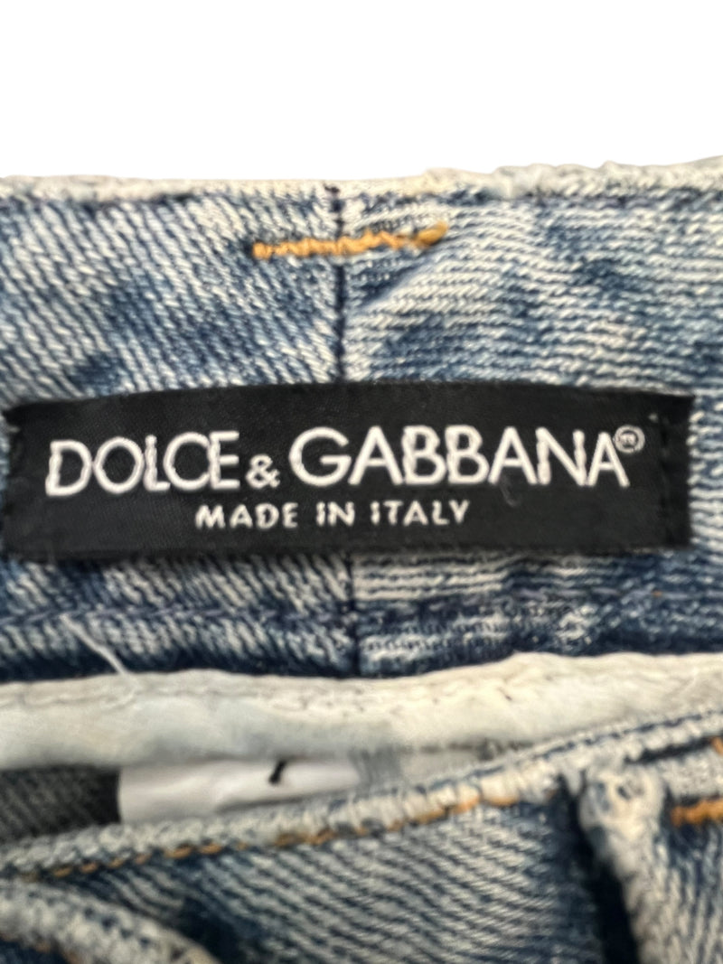 DOLCE&GABBANA/Straight Pants/38/Denim/BLU/DISTRESSED ON FRONT AND BACK