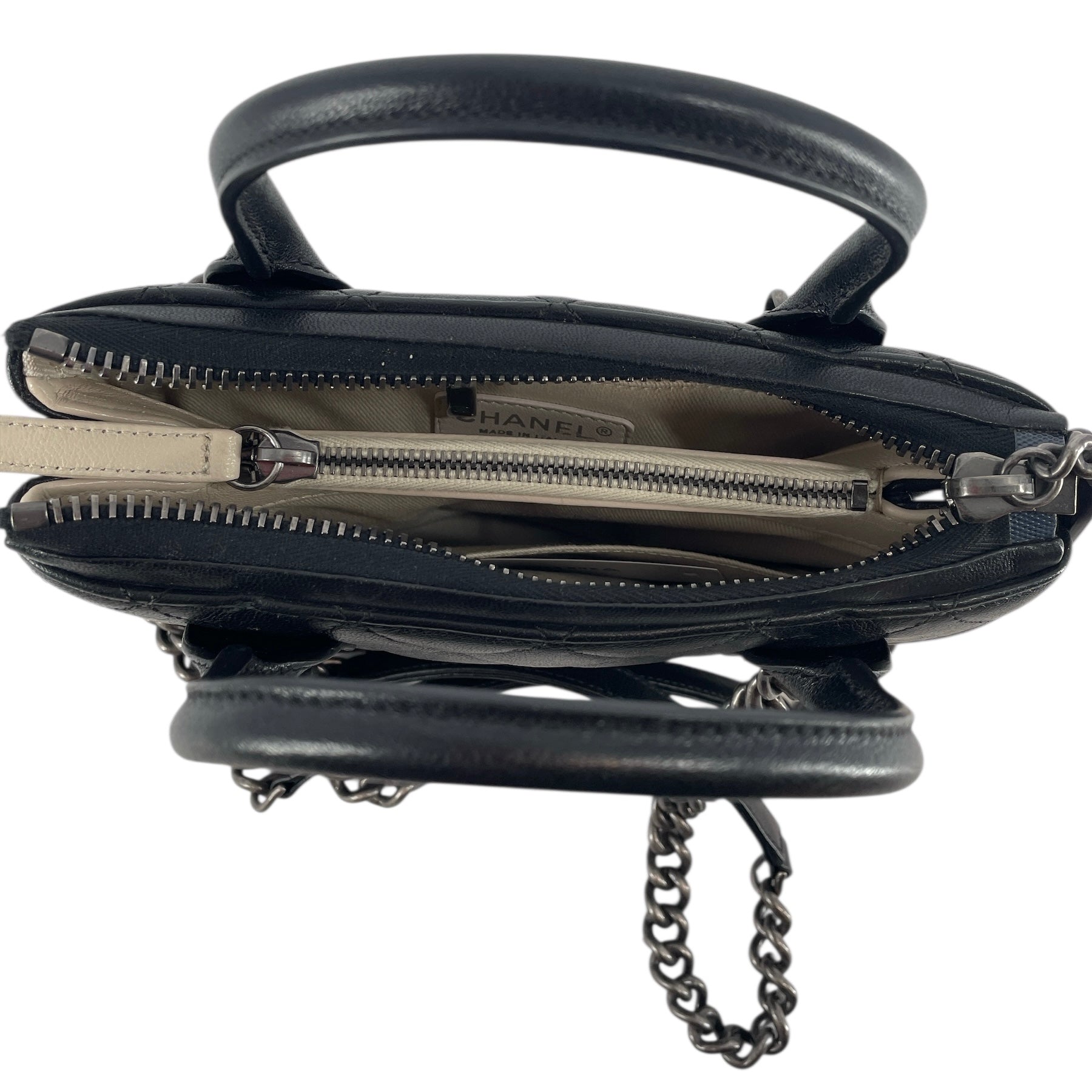 CHANEL/Hand Bag/Leather/BLK/chained tote view 4