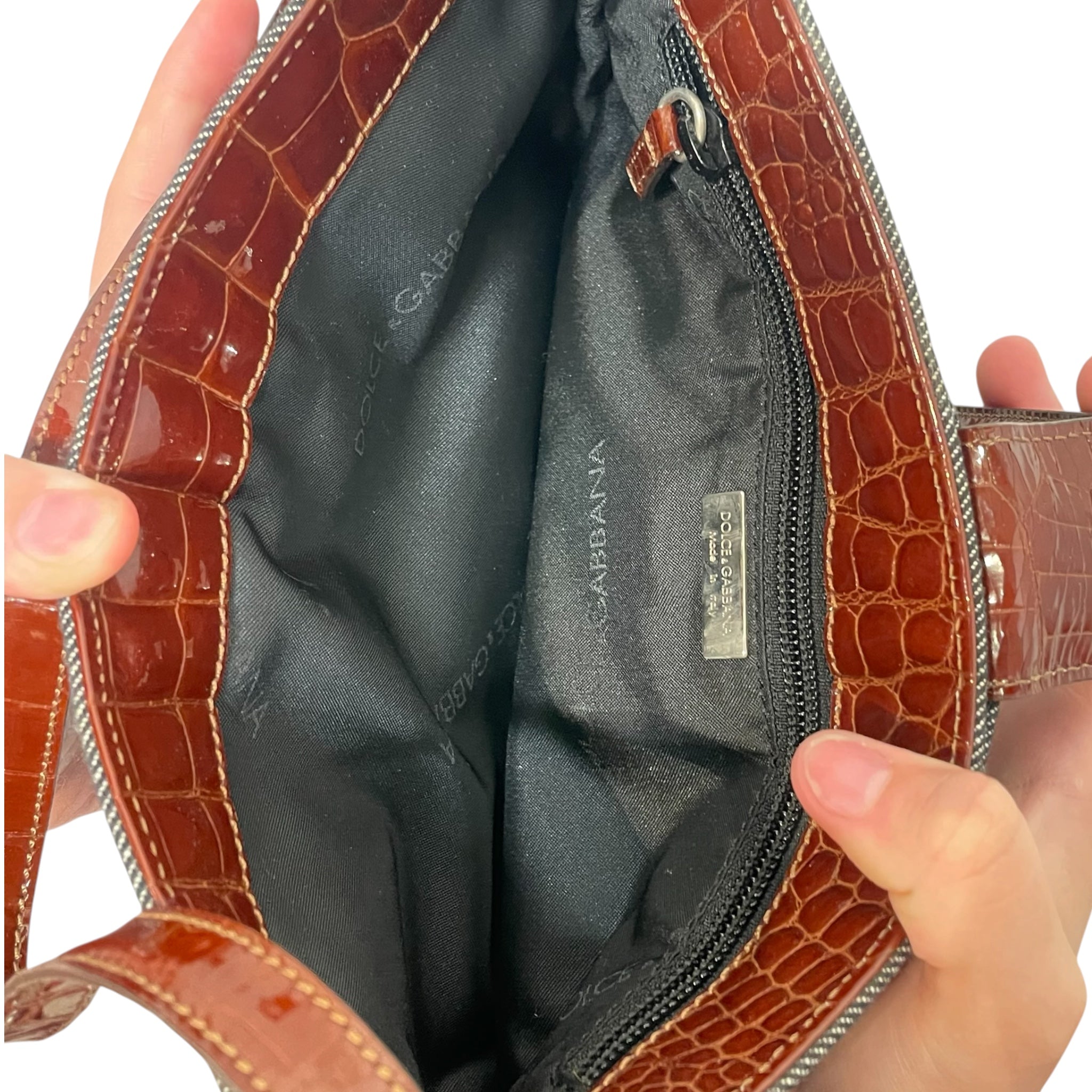 DOLCE&GABBANA/Hand Bag/Denim/GRY/CROC BORDER view 4