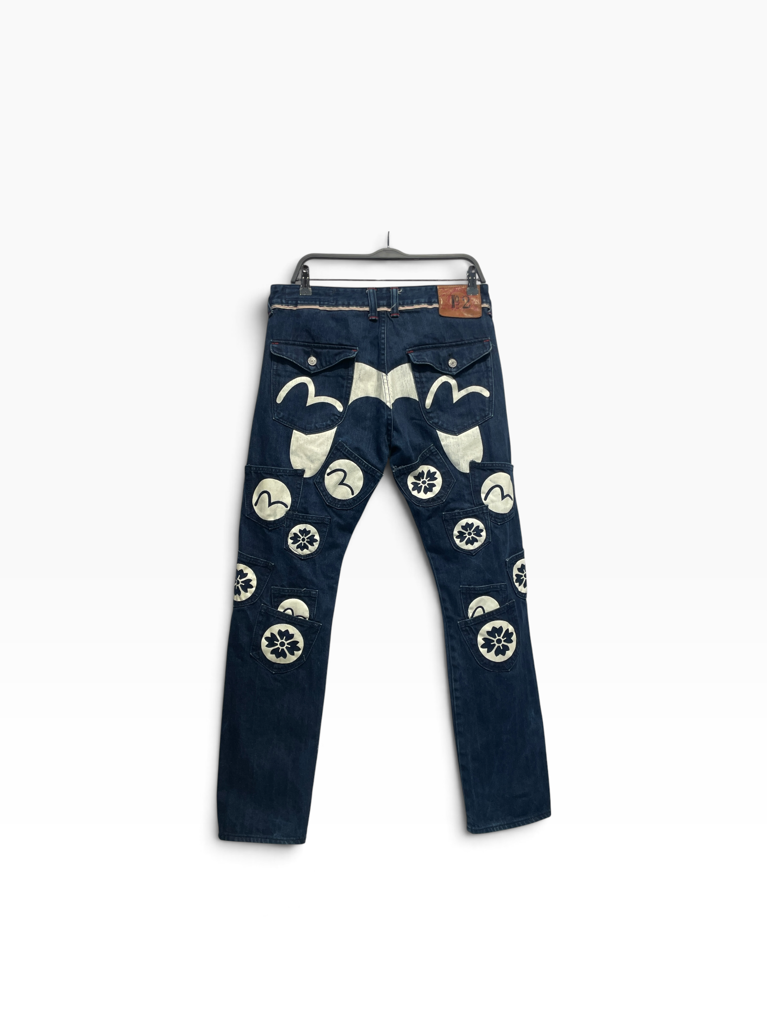 EVISU/Skinny Pants/32/Graphic/Denim/BLU/denim back pockets view 2