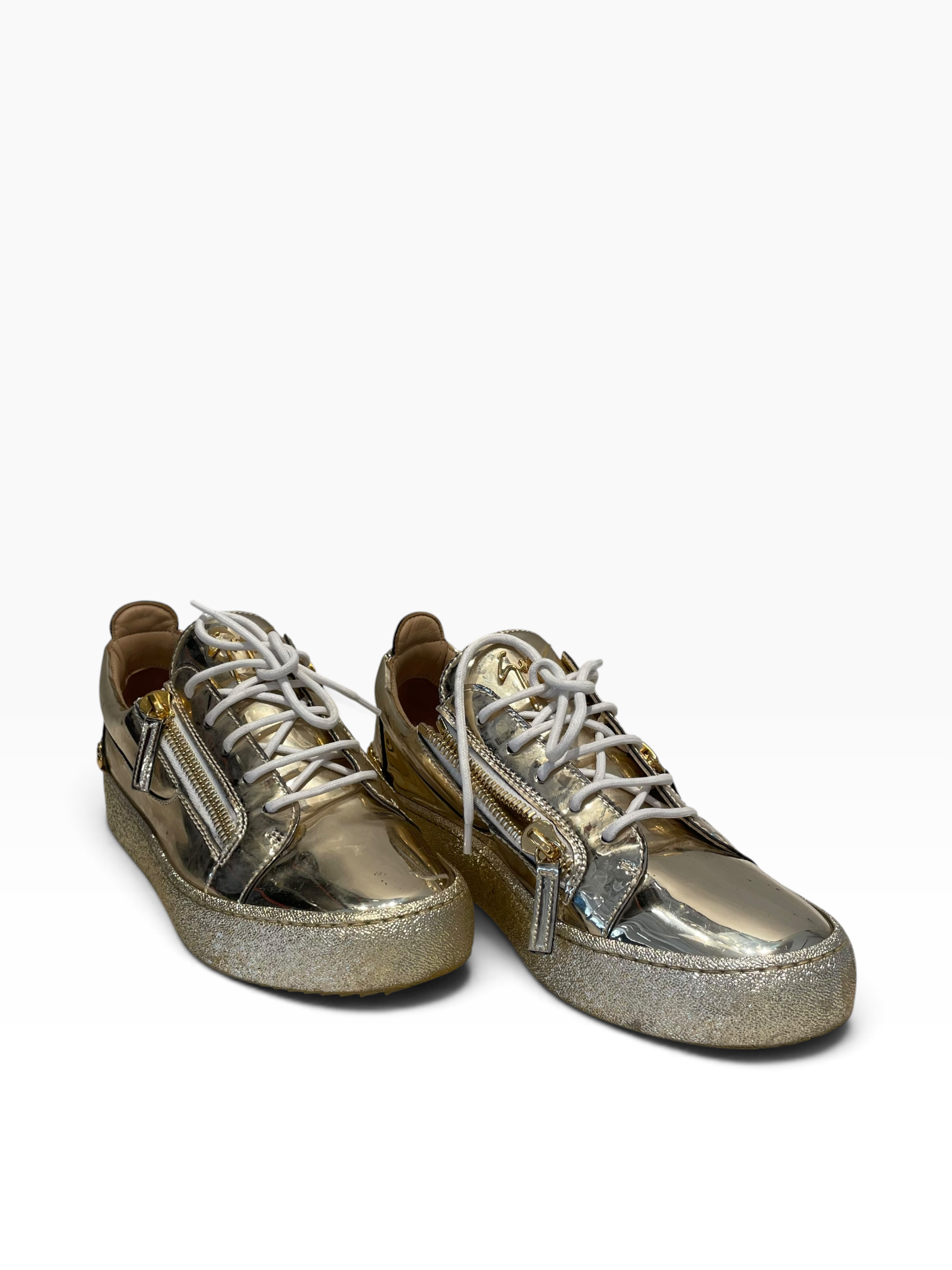 Giuseppe Zanotti/Low-Sneakers/EU 40/Faux Leather/GLD/Argento Side Zip Sneaker view 2
