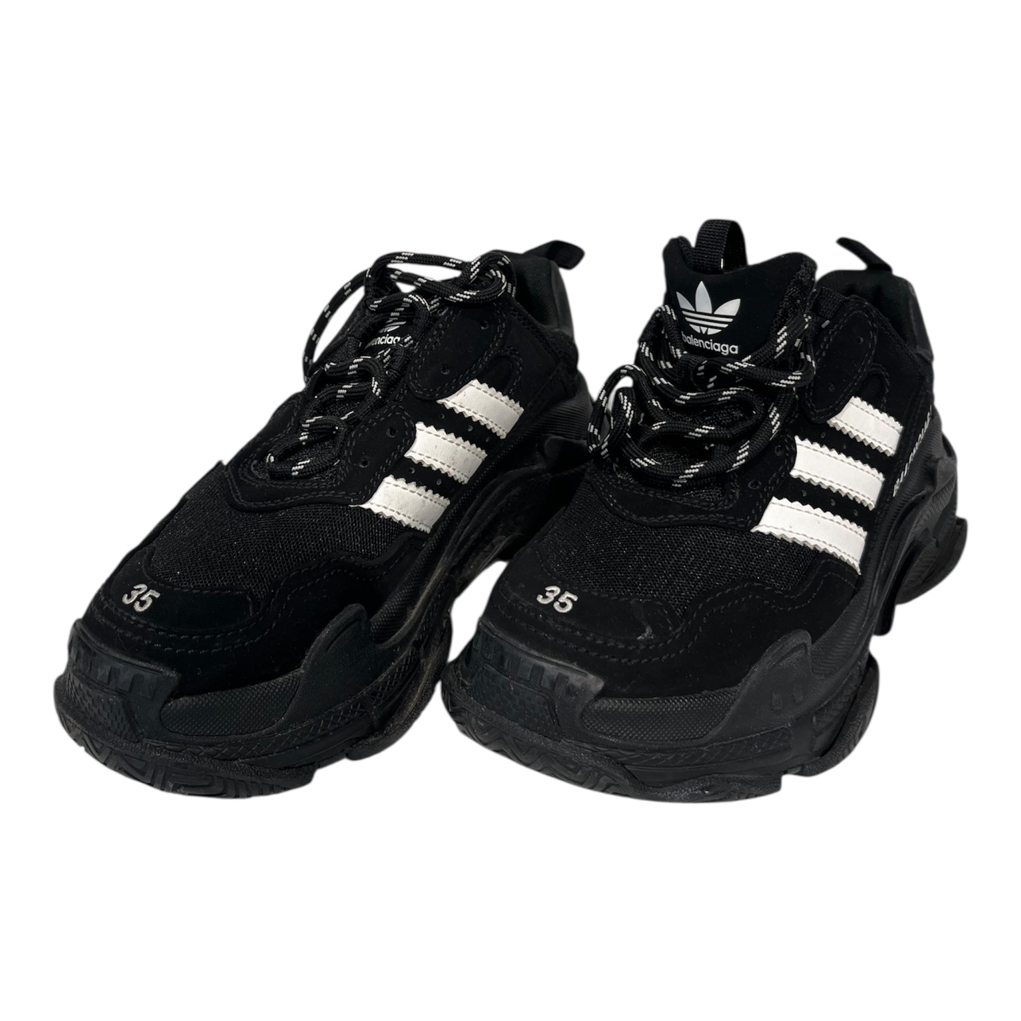 BALENCIAGA/adidas/Low-Sneakers/US 5/Polyester/BLK/U-Tip/ART712764 collab triple s view 1