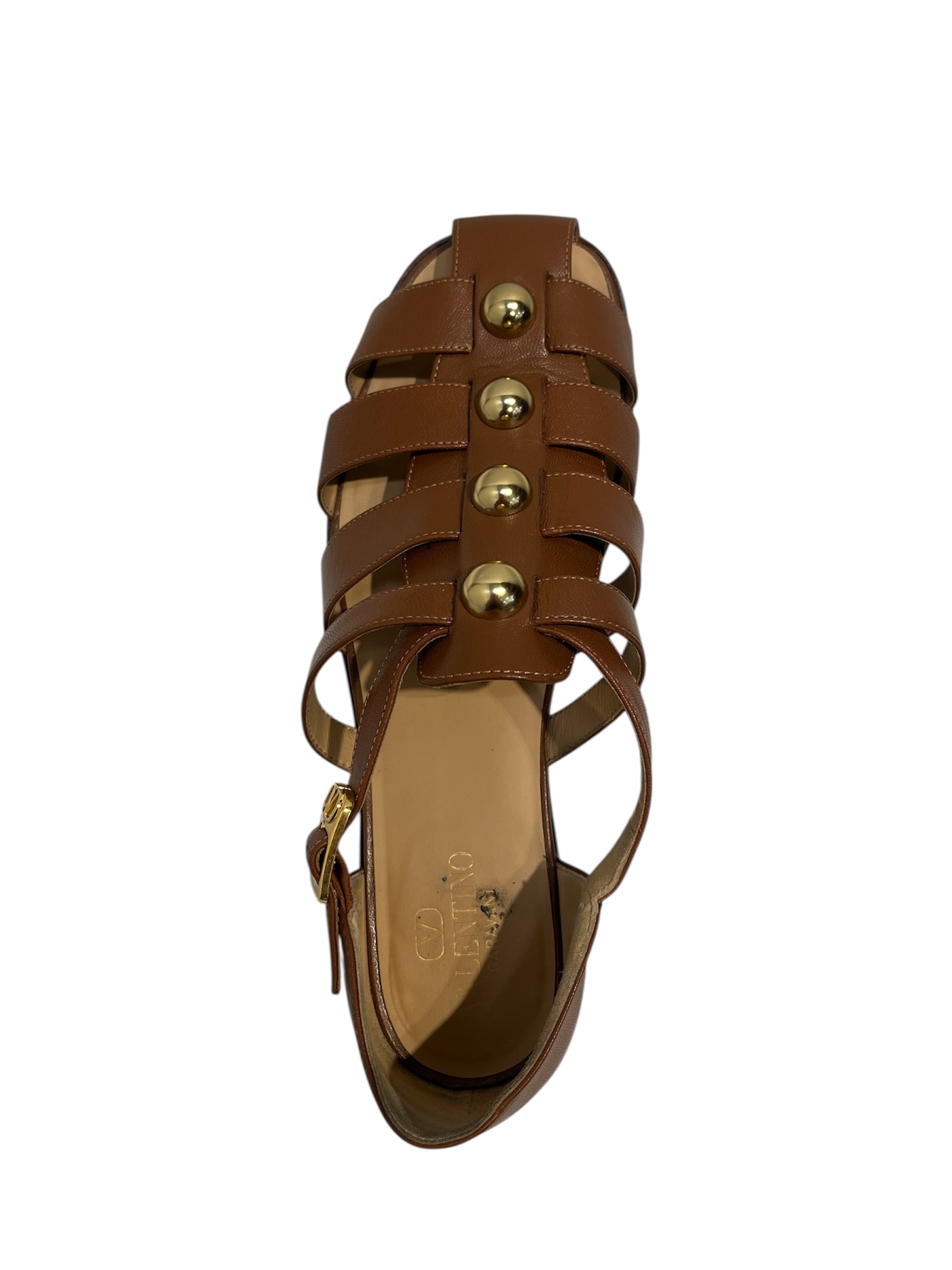 VALENTINO GARAVANI/Sandals/EU 43/Leather/BRW/studded fisherman sandals view 3