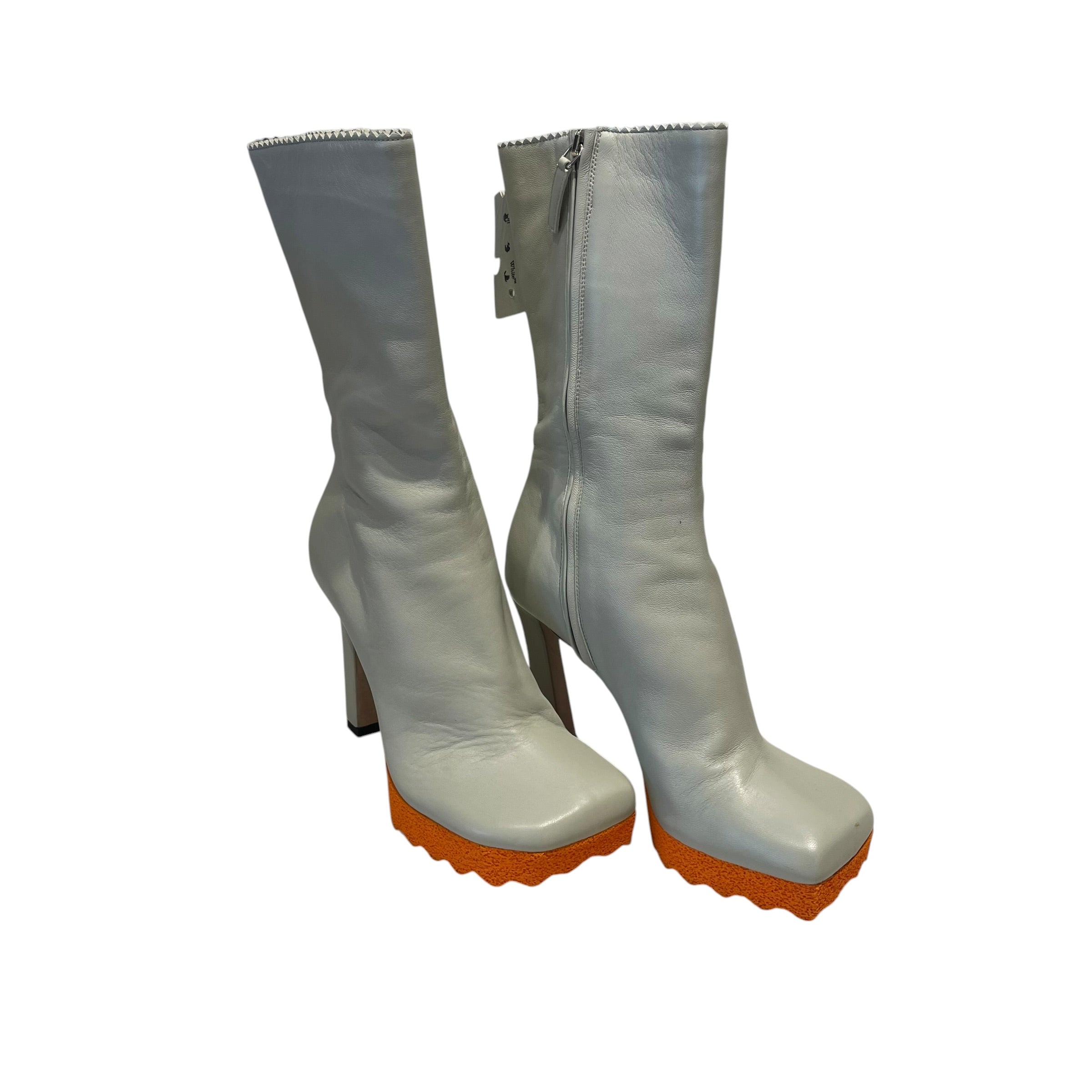 OFF-WHITE/Rain Boots/US 5/Leather/GRY/NAPPA SPONGE ANKLE BOOTS view 1