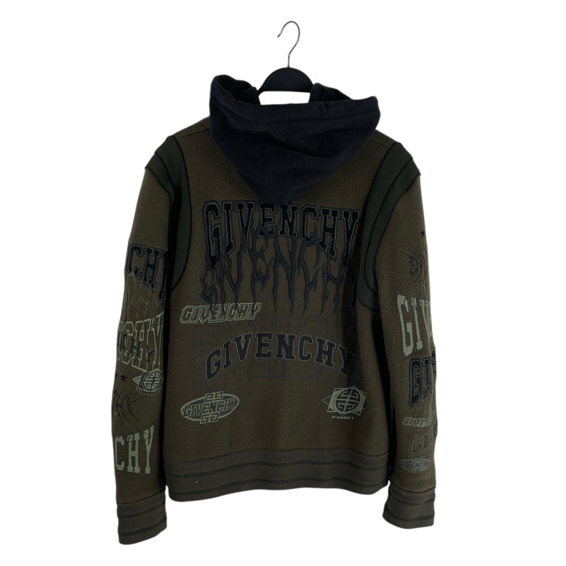 GIVENCHY/Jacket/L/Wool/GRN/HOODED CONVERTIBLE JACKET view 2