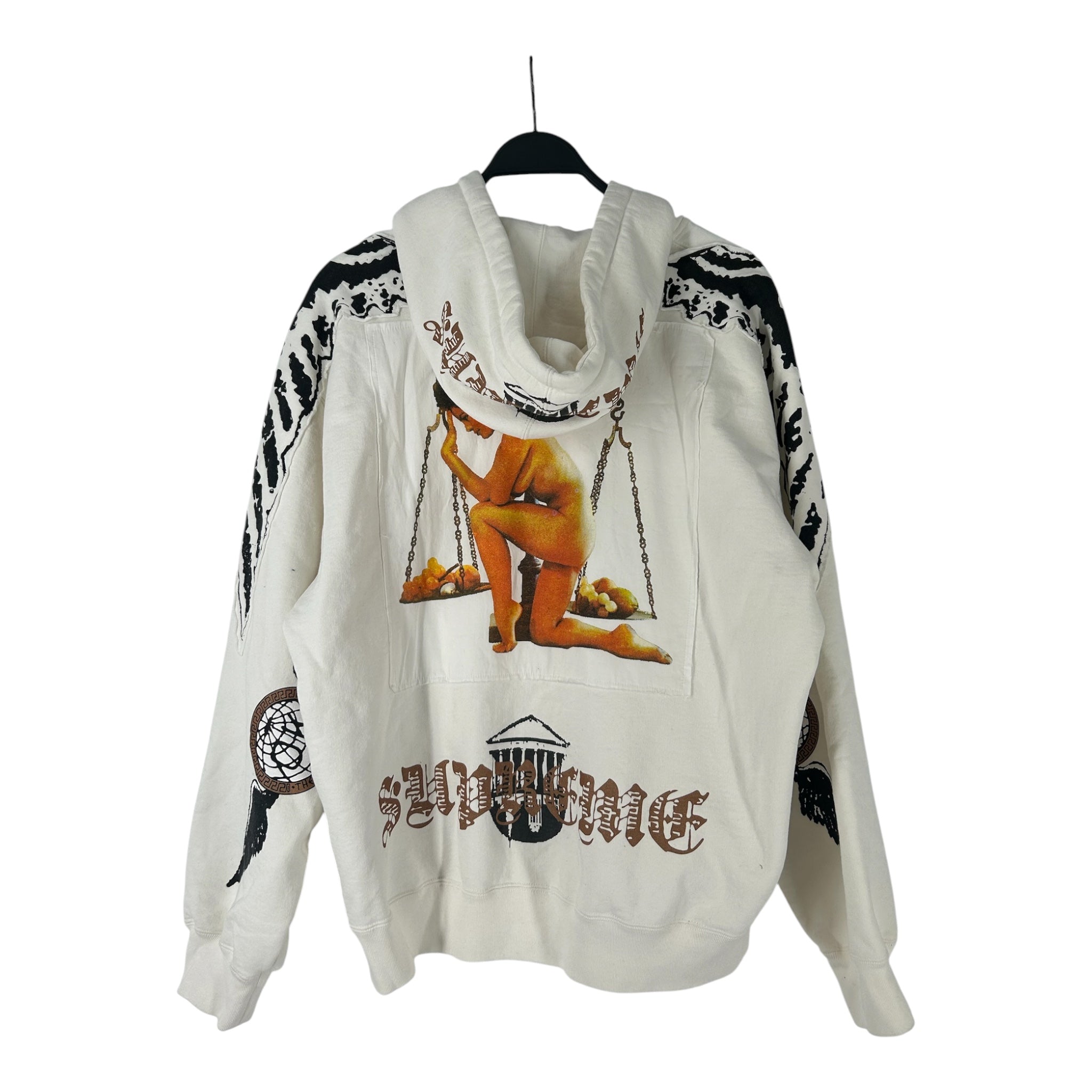 Supreme/Zip Up Hoodie/L/Cotton/WHT/WINGS LADY SCALE ON BCK view 2