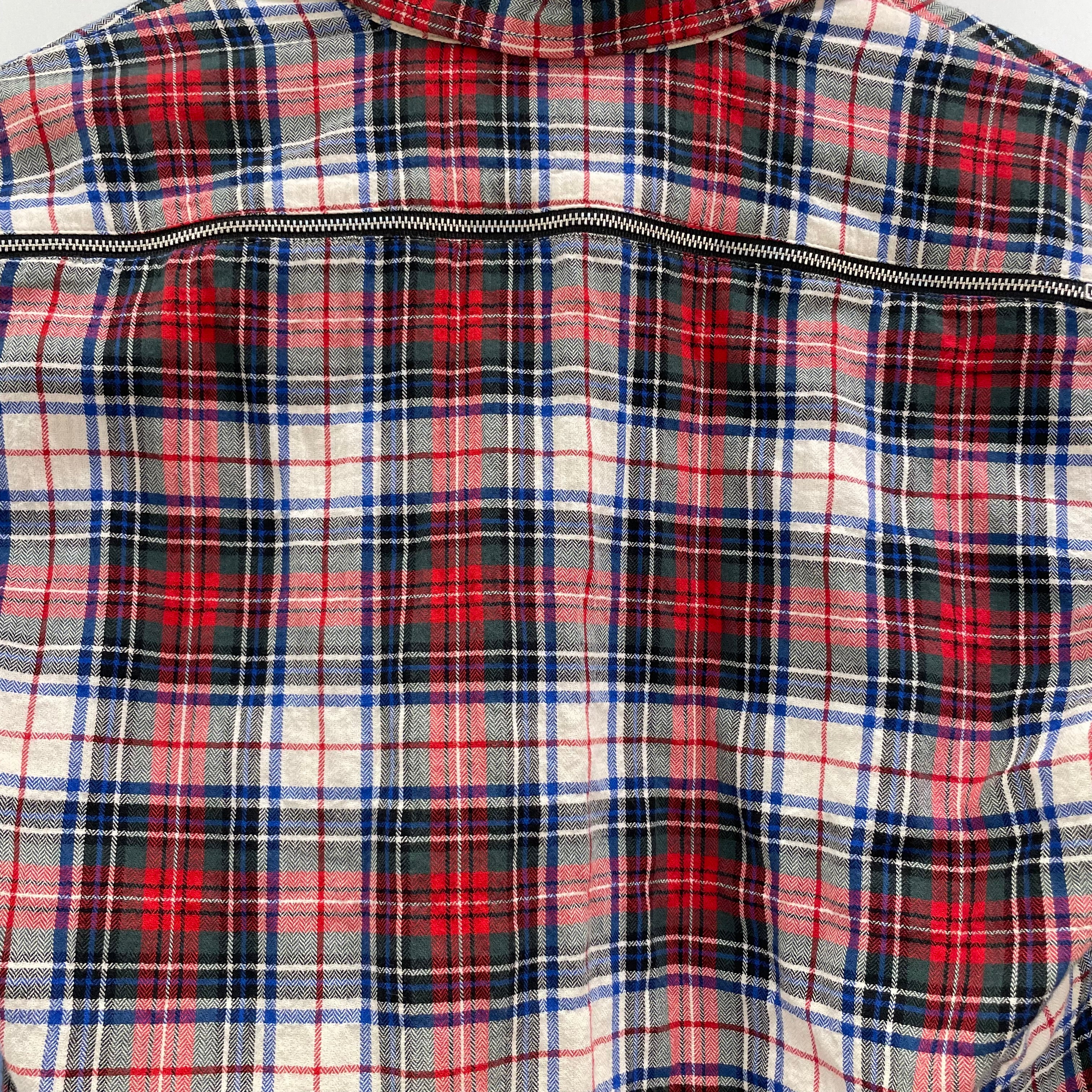 R13/Flannel Shirt/XS/Plaid/Cotton/RED/PLAID/BACK ZIPP/CRM/BLU/GRN view 4