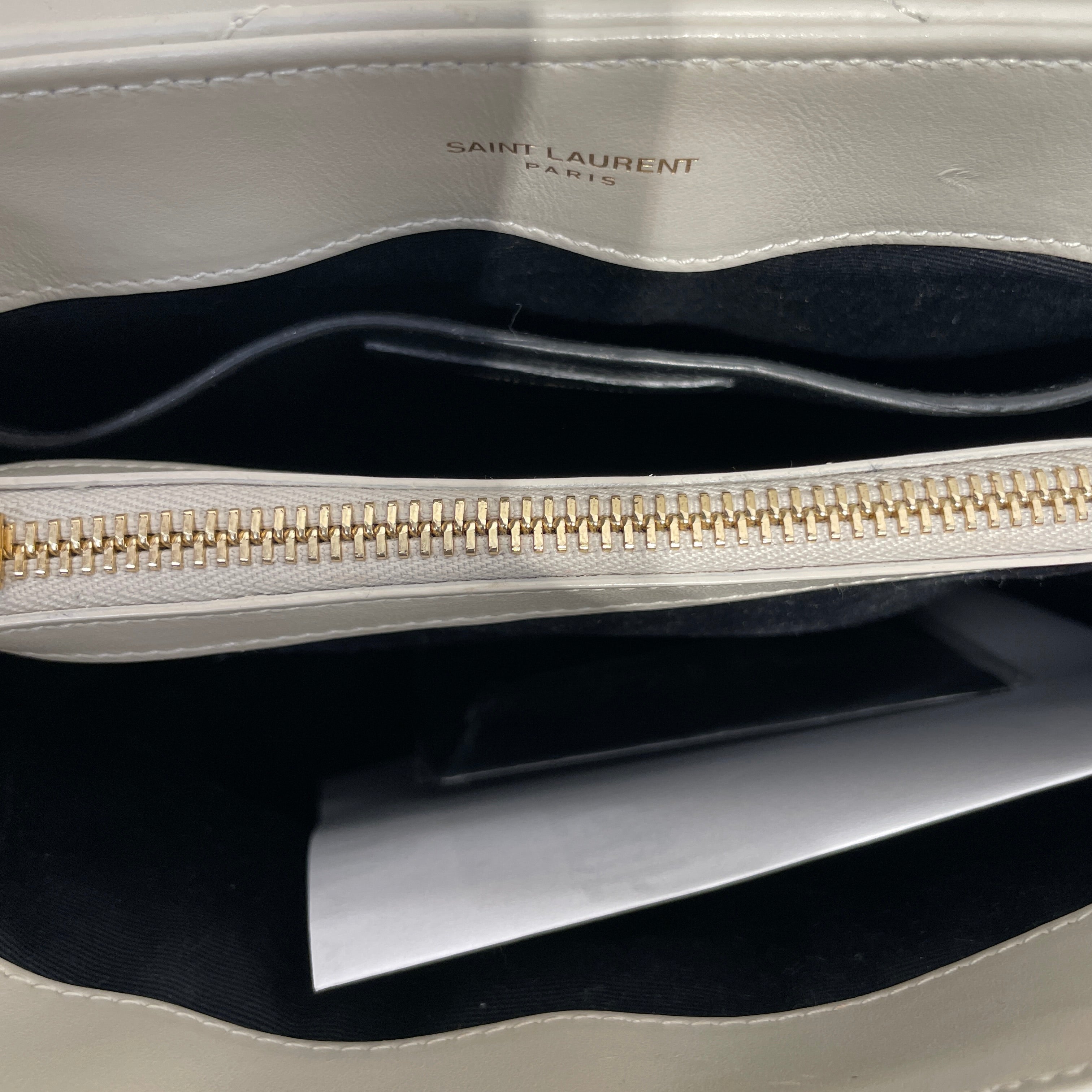 YVES SAINT LAURENT/Hand Bag/Leather/WHT/goldhardware/chain/ view 4