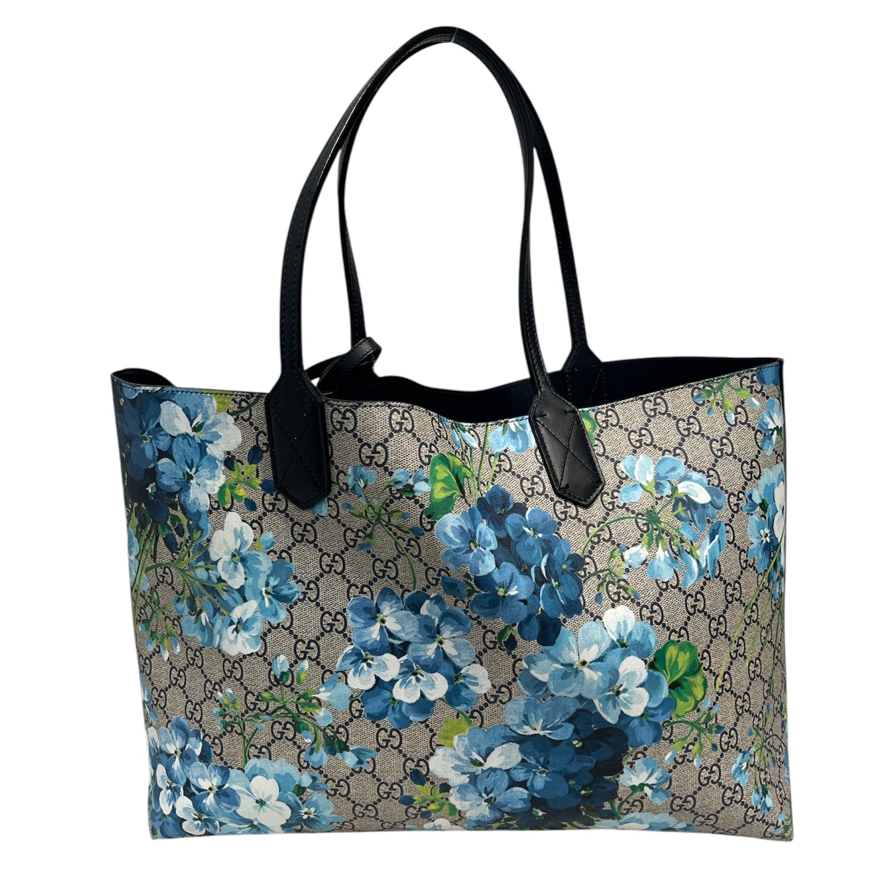 GUCCI/Tote Bag/Monogram/BLU/bloom floral black interior view 2