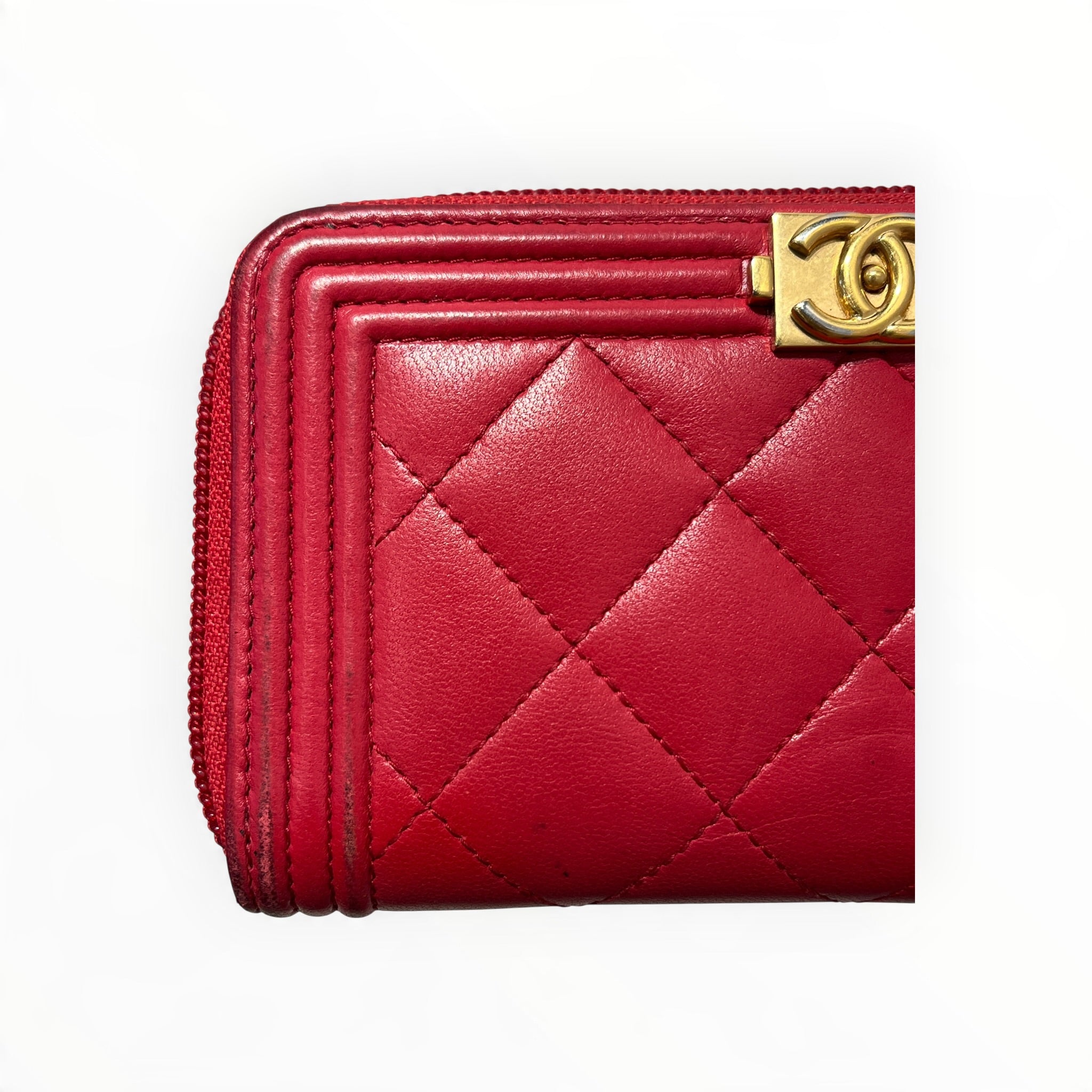 CHANEL/Wallet/Leather/RED/L's/BOY WALLET QUILTED view 8