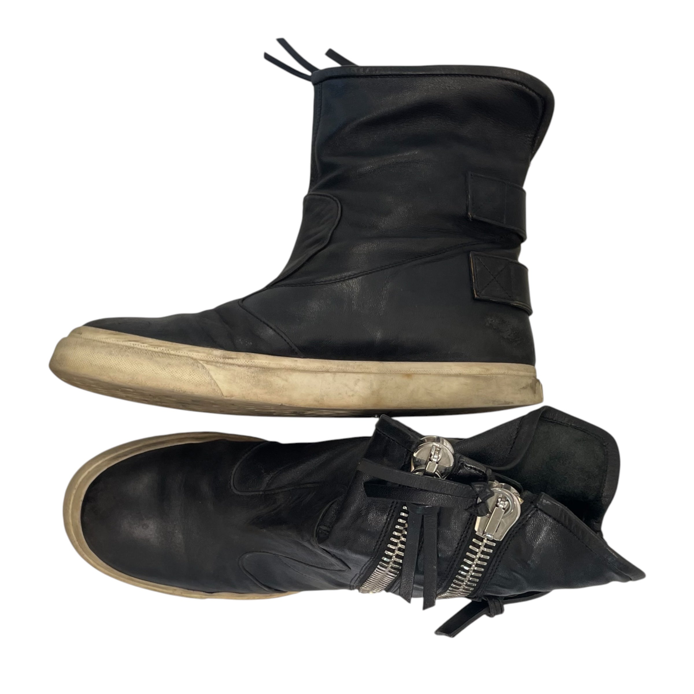 GIUSEPPE ZANOTTI DESIGN/Hi-Sneakers/US 7.5/Leather/BLK/DOUBLE ZIPPER/BUCKLE view 4