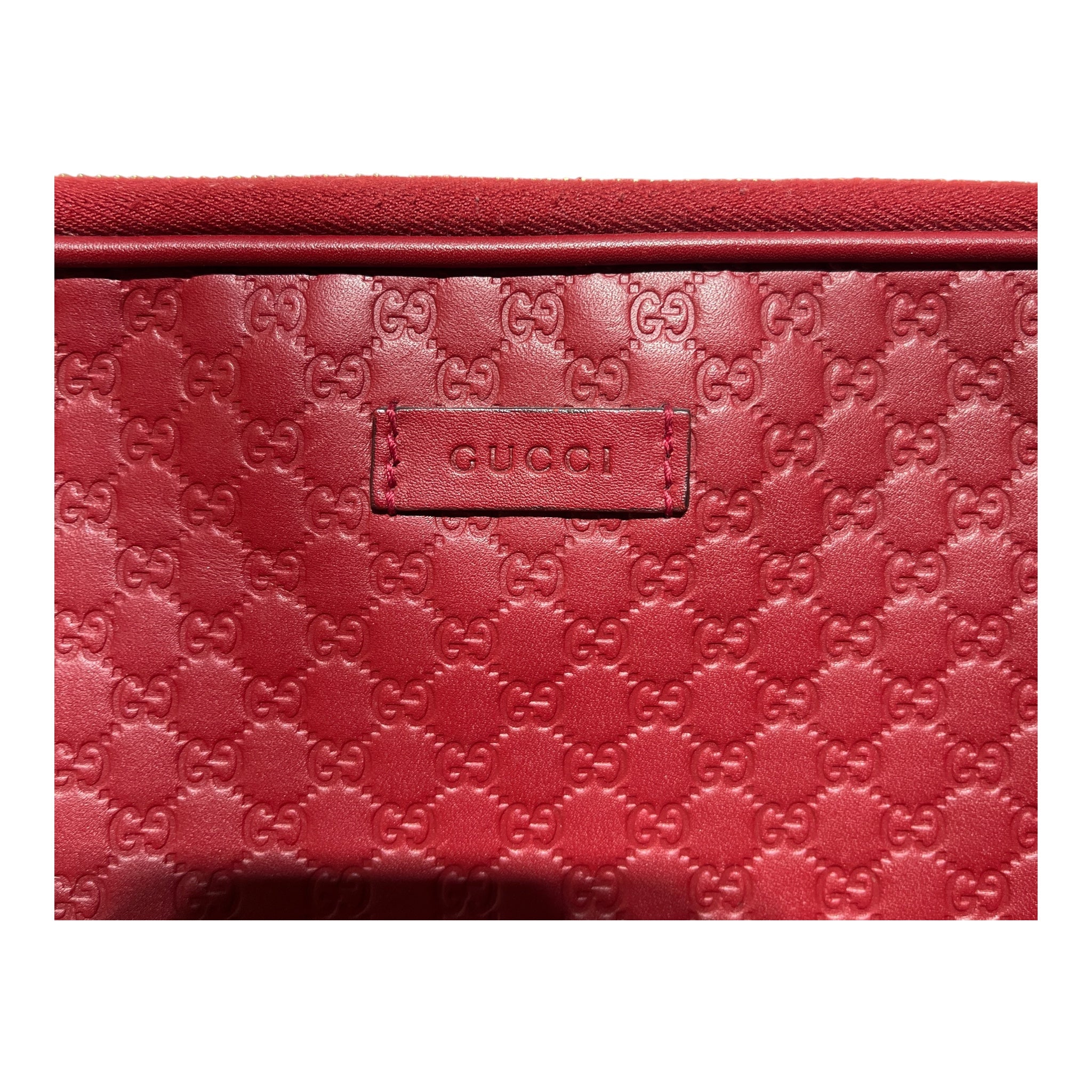 GUCCI/Cross Body Bag/Monogram/Leather/RED/Microguccissima Crossbody view 3