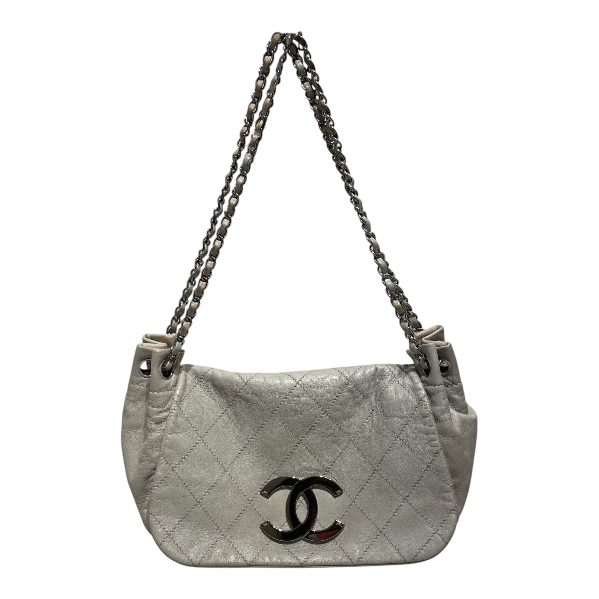 CHANEL/Cross Body Bag/Leather/GRY/Surpique Accordion Flap Bag view 1