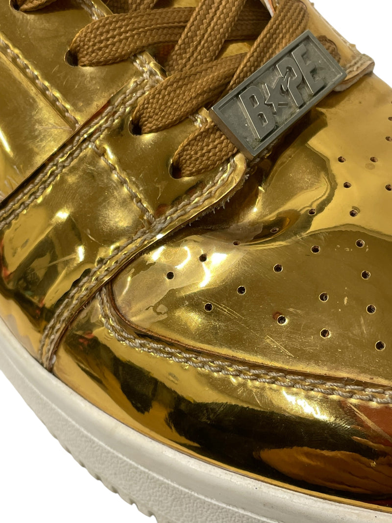 BAPE STA!/Hi-Sneakers/US 10/Leather/GLD/GOLD/WHT