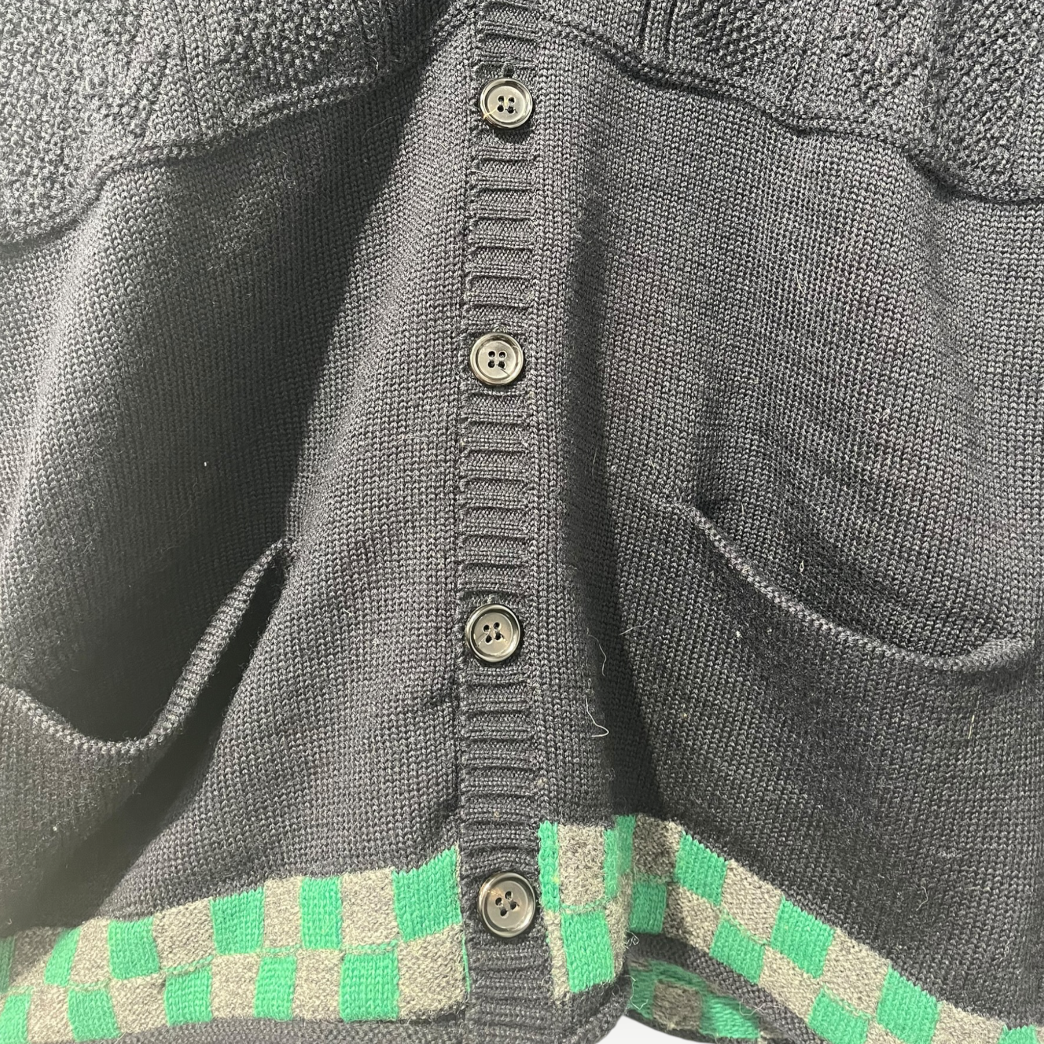 COMME des GARCONS HOMME/Cardigan/Wool/BLK/HN-070110 GREEN CHECKER view 3