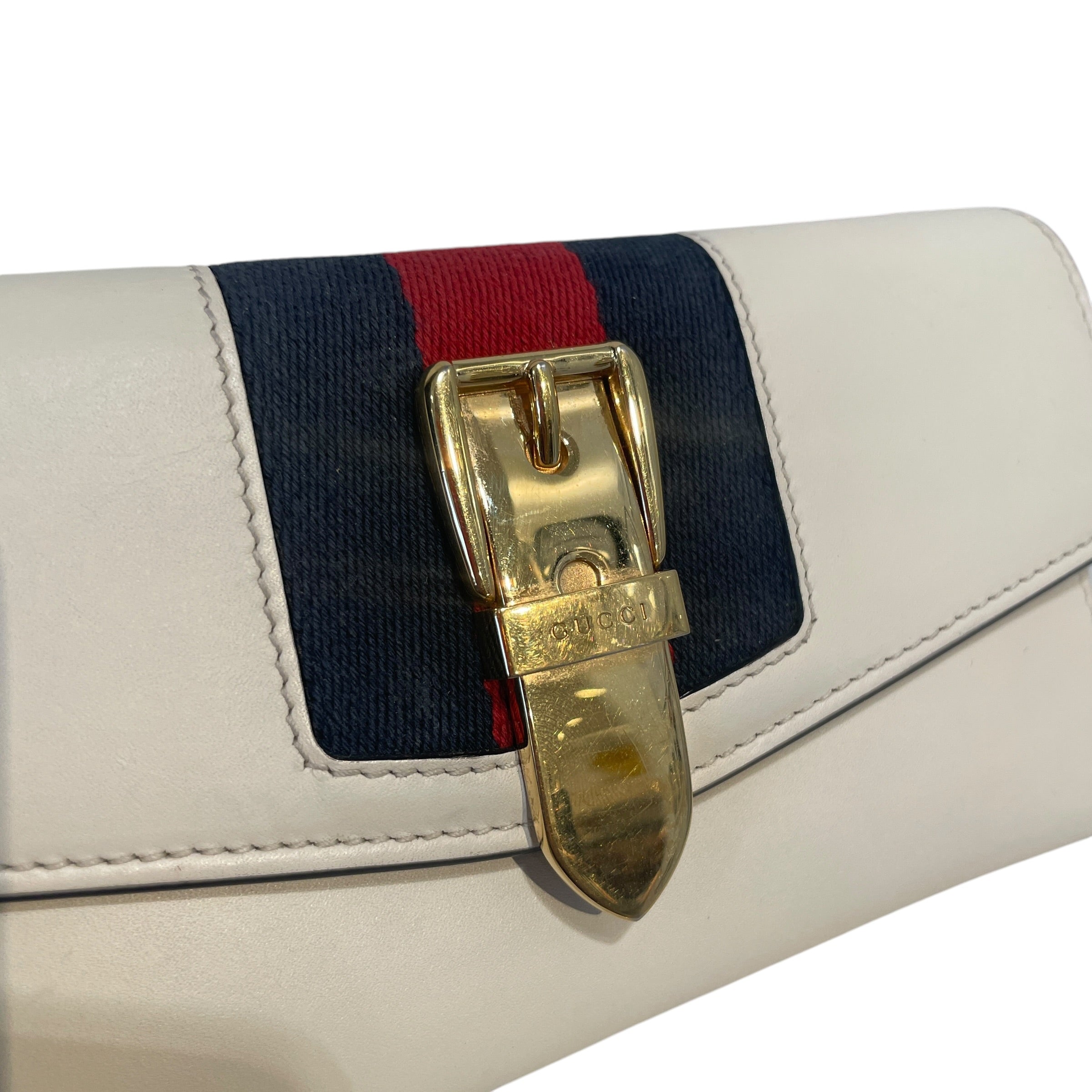 GUCCI/Bifold Wallet/Leather/WHT/L's/Gucci Stripped Bifold wallet view 5