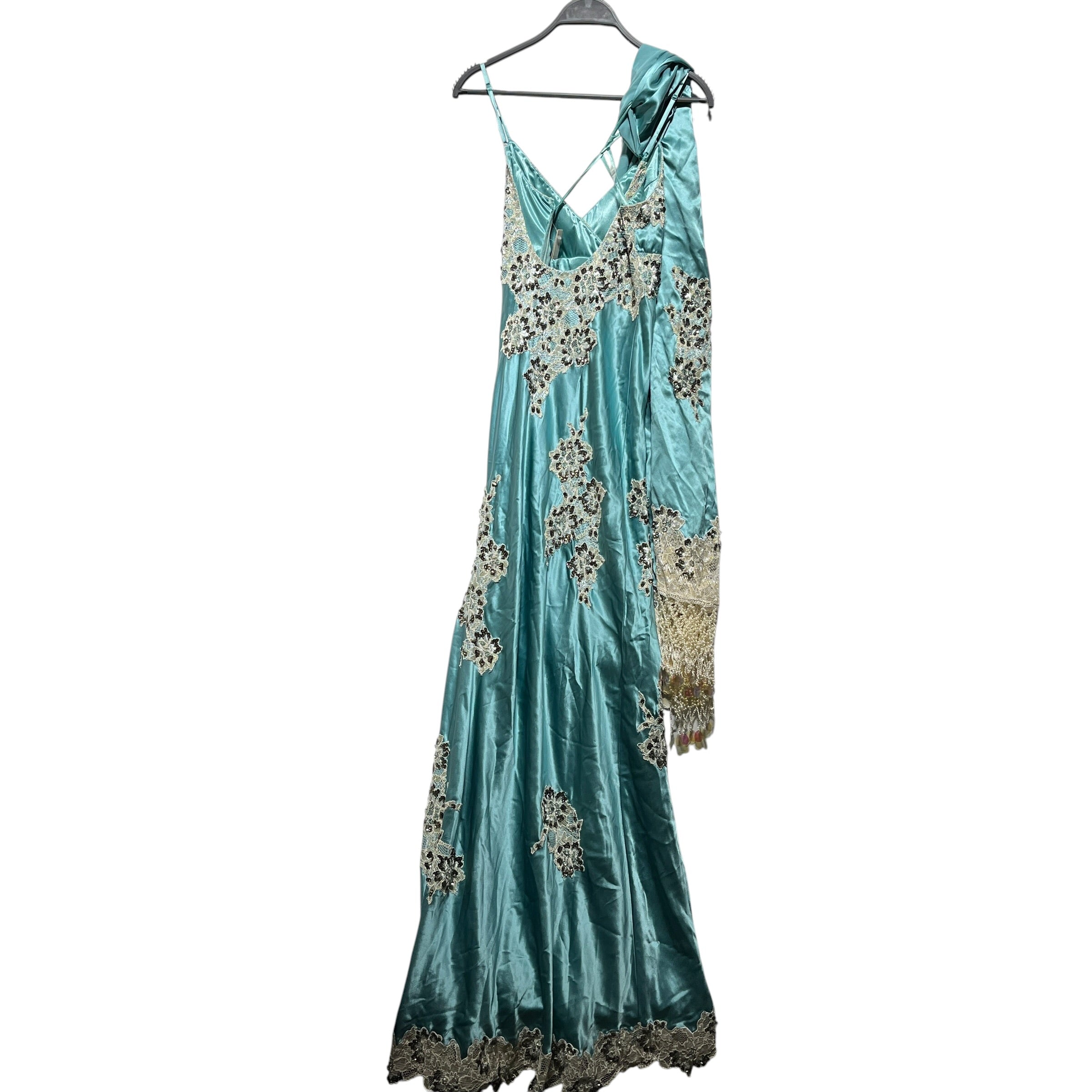 SUE WONG/SL Dress/6/Silk/BLU/Maxi Length/MATCHING SCARF BEADED view 2