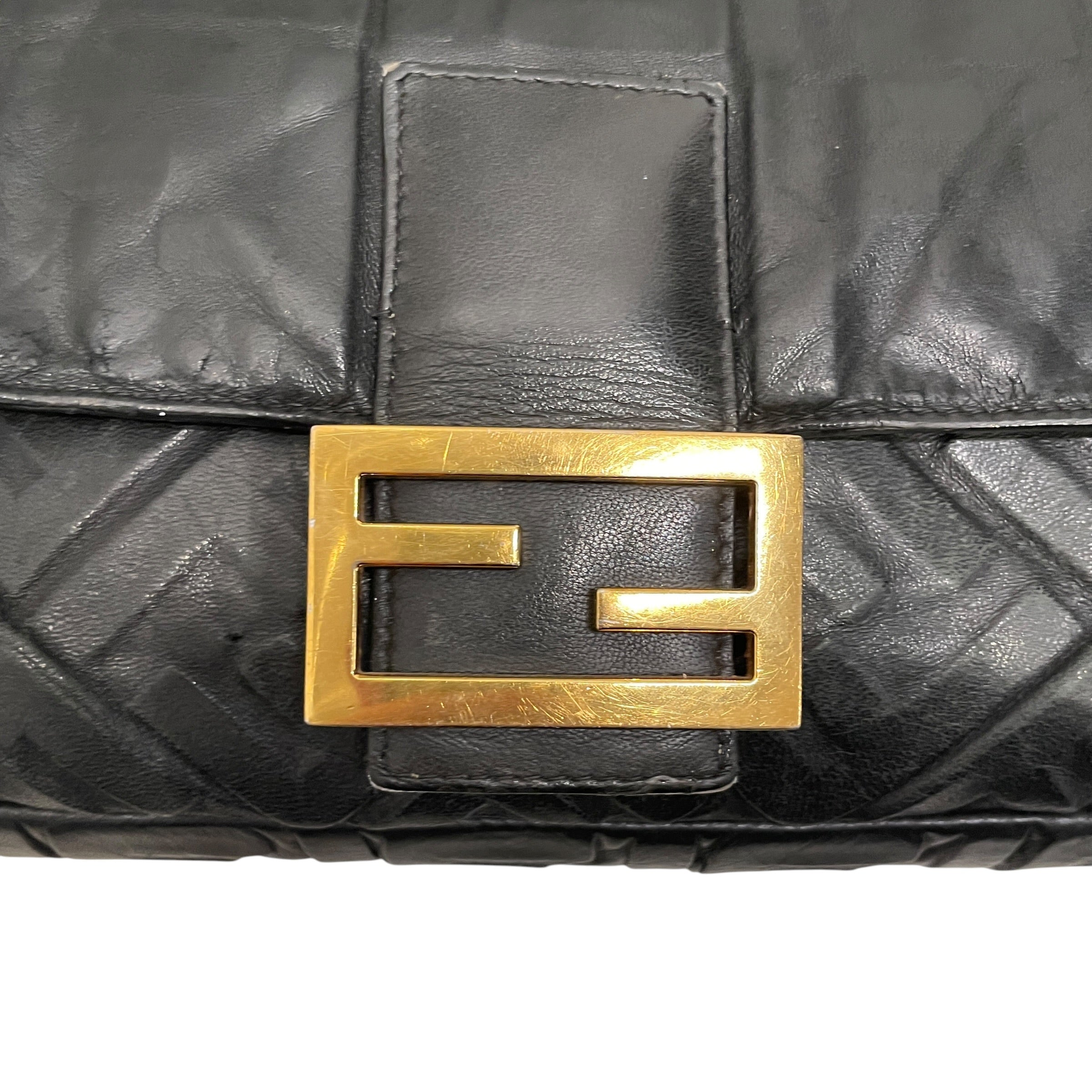 FENDI/Hand Bag/Monogram/Leather/BLK/BAGUETTE/GLD BUCKLE view 4
