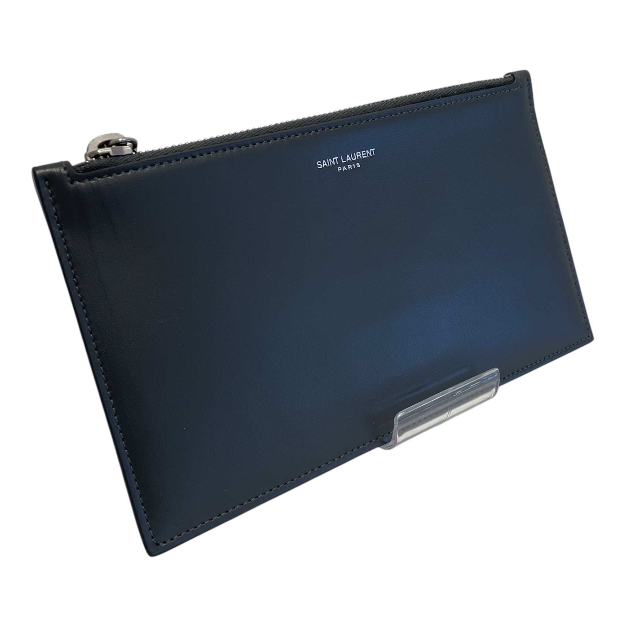 SAINT LAURENT/Pouch/Leather/GRY/2021 Small Zip Pouch view 1