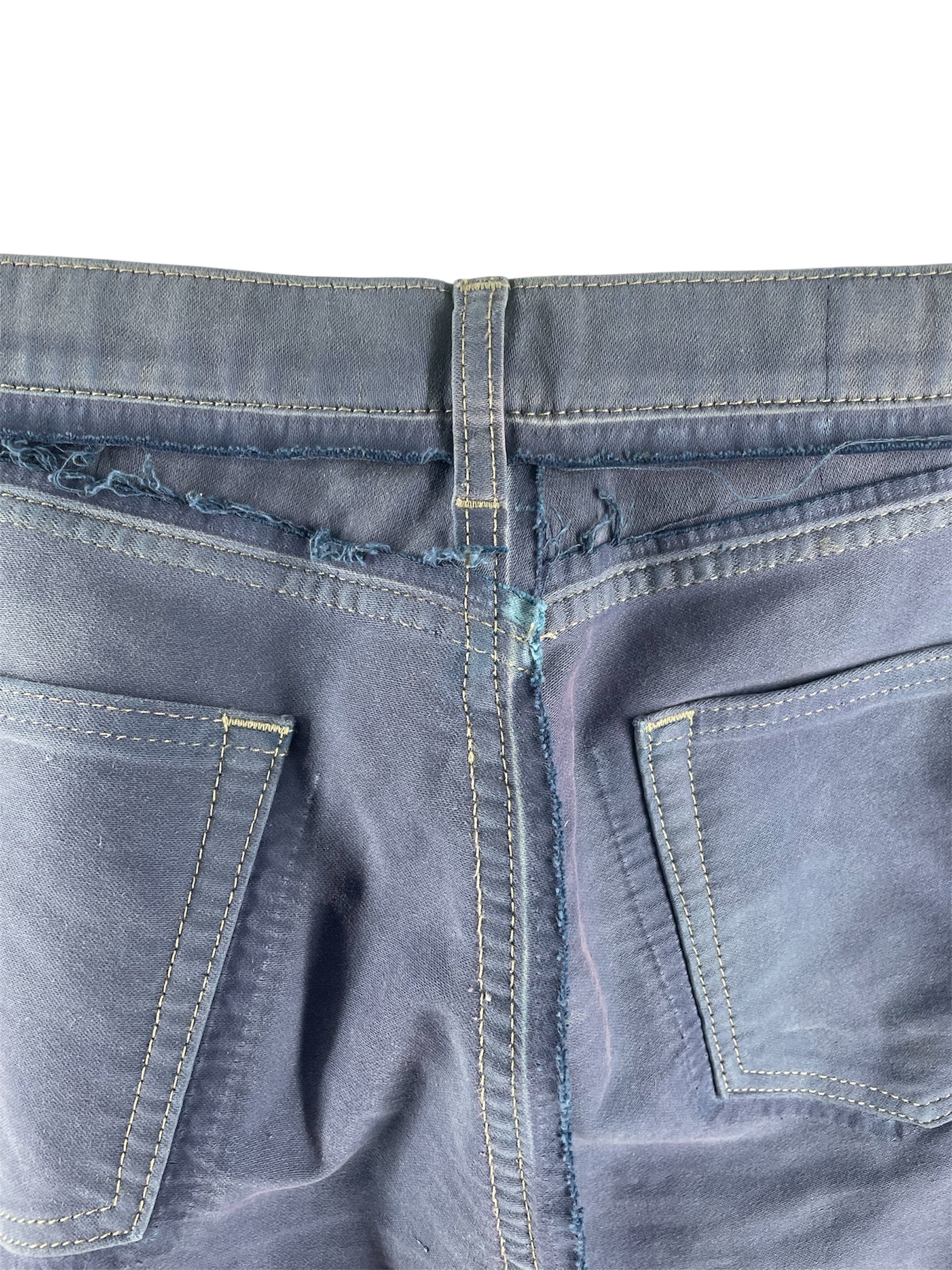 Maison Margiela/Straight Pants/32/Cotton/BLU/DISTRESSED SIDE HEM WASHED view 4