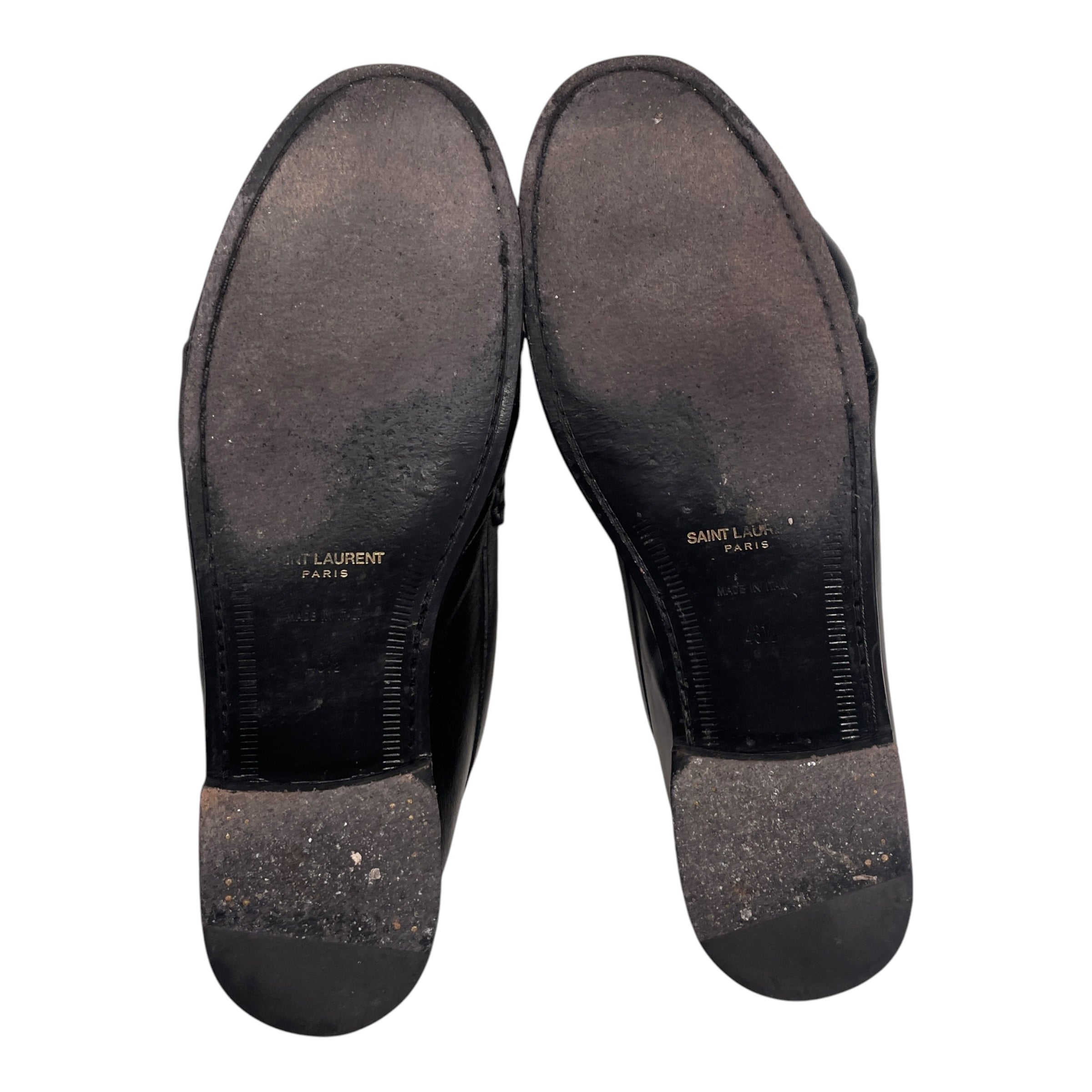SAINT LAURENT/Loafers/EU 43.5/Leather/BLK/GOLD MINI YSL LOGO view 4
