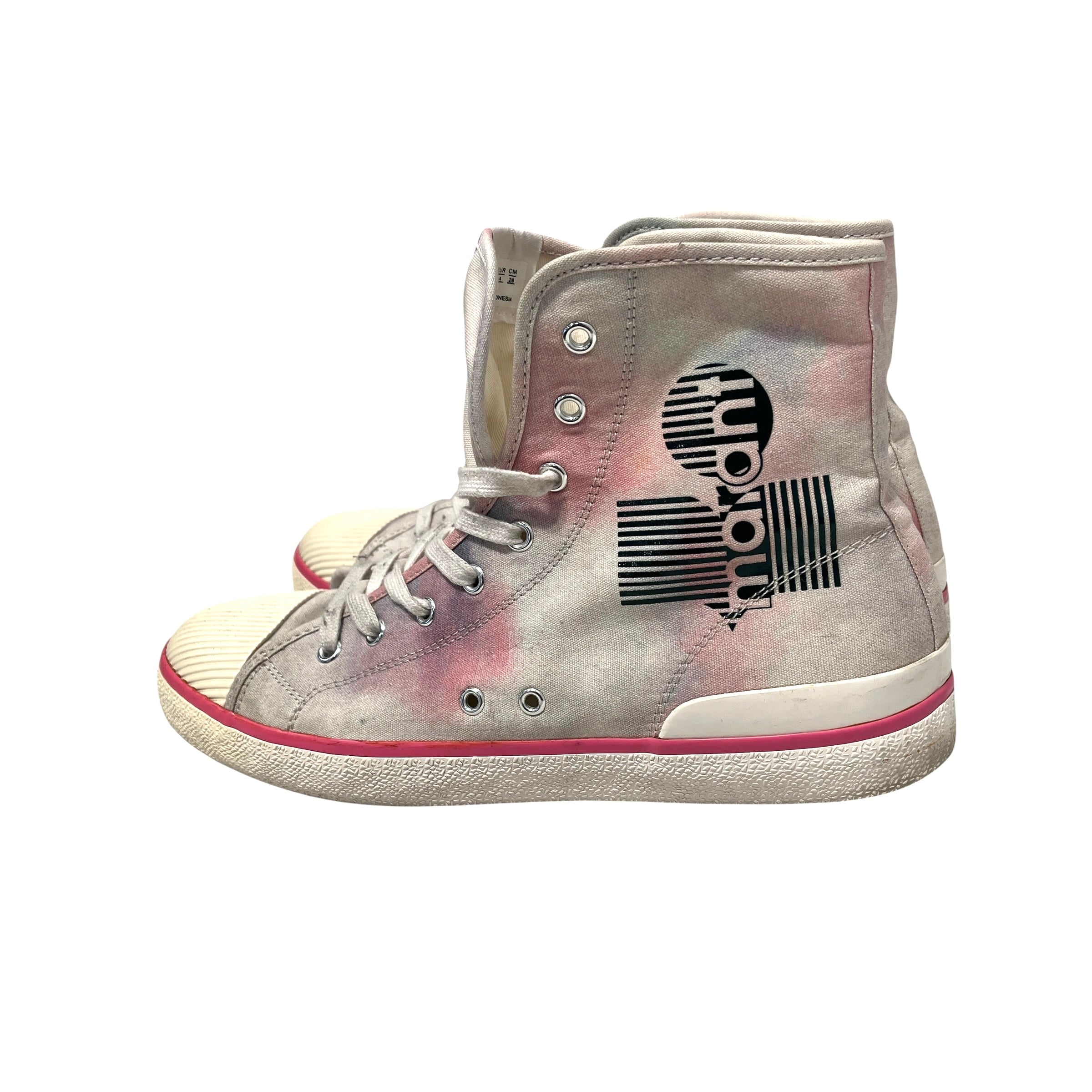 ISABEL MARANT/Hi-Sneakers/US 10/Graphic/Cotton/CRM/pink outline green logo view 14