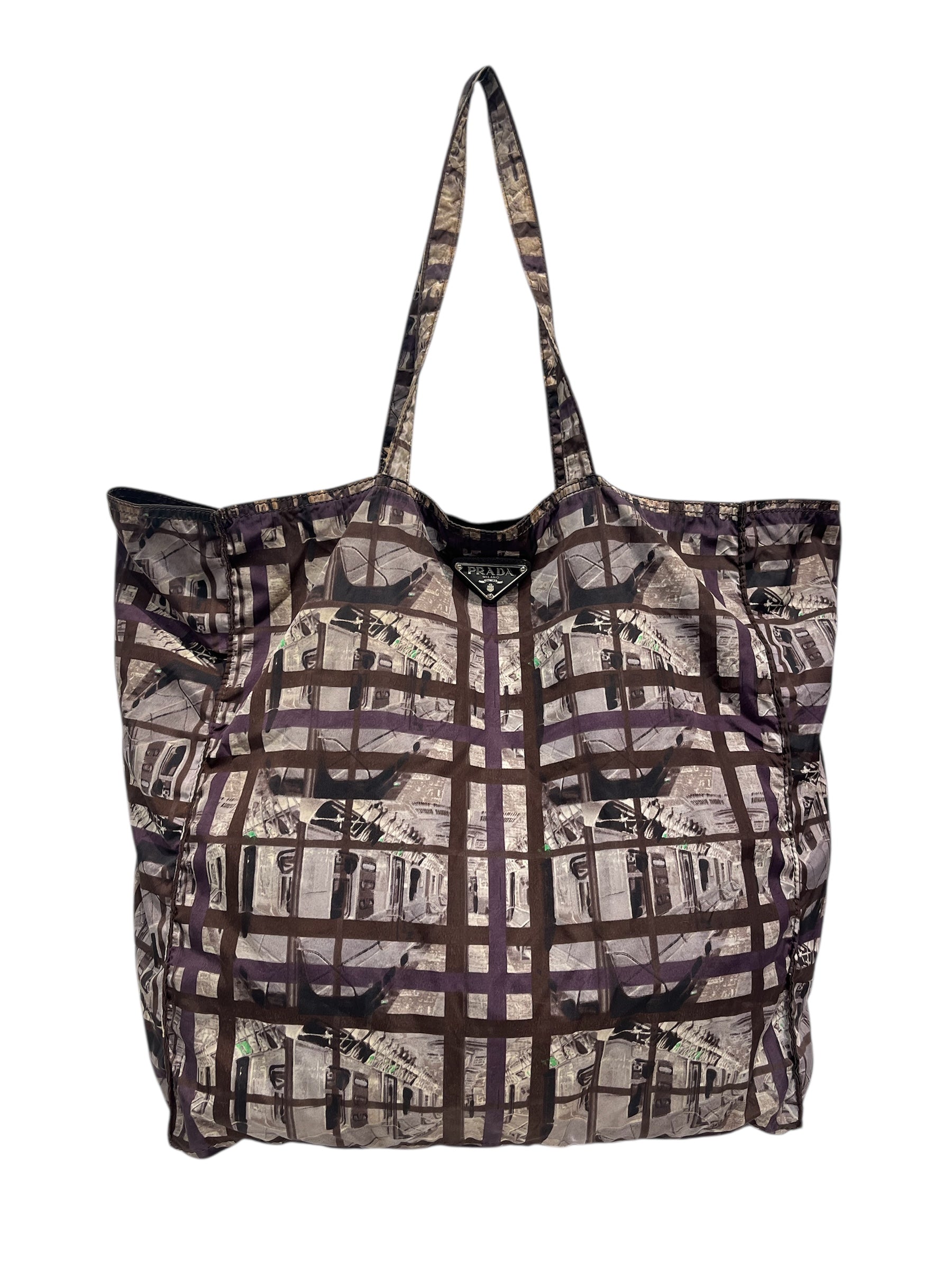 PRADA/Tote Bag/Graphic/Nylon/BRW/SUBWAY GRAPHICBROWN LOGO view 1