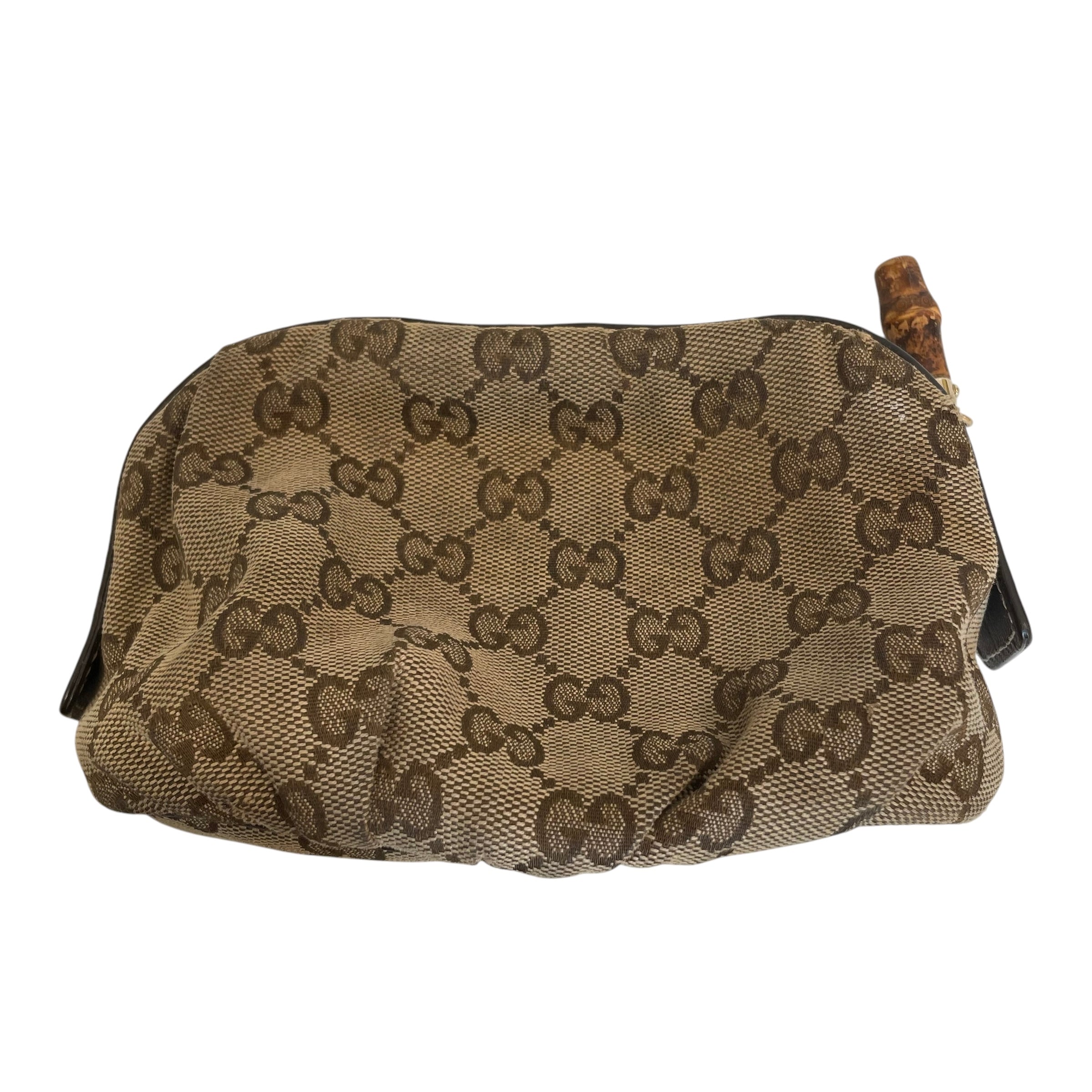 GUCCI/Pouch/Monogram/Cotton/KHK/Bamboo Zipper GG Cosmetic Case view 2