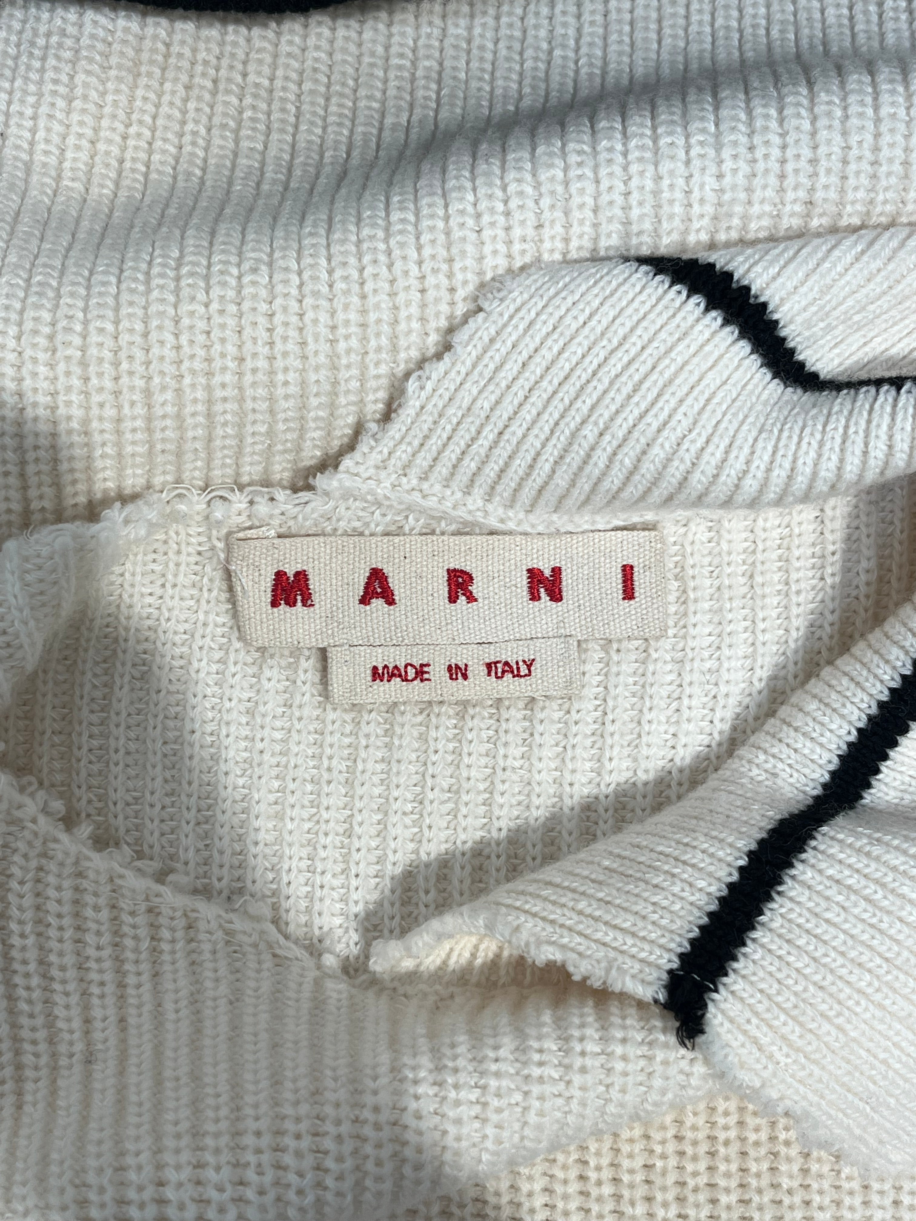 MARNI/Sweater/44/Wool/CRM/Pullover/half collar-black strtipe view 3