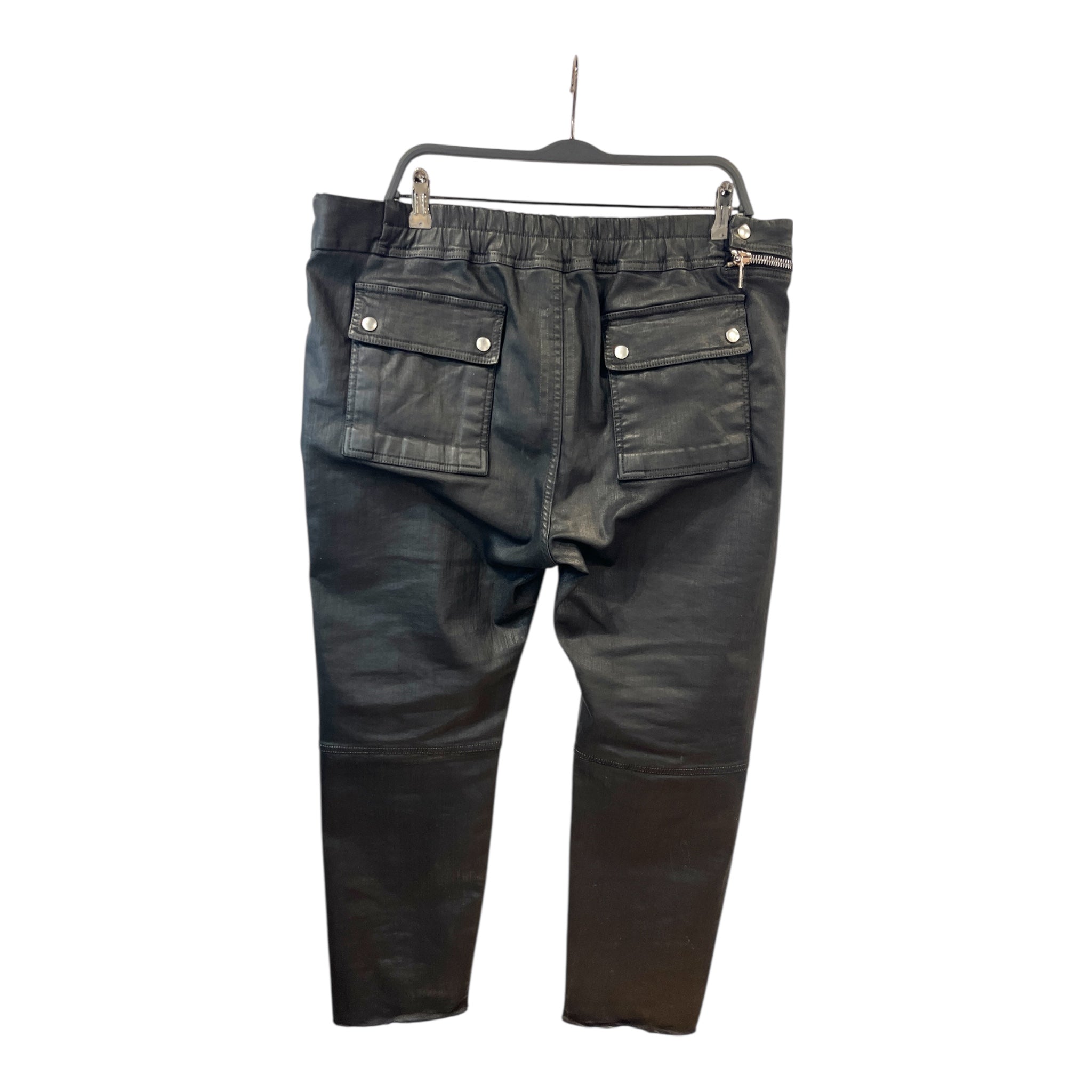 RICK OWENS DRKSHDW/Straight Pants/XXL/Denim/BLK/Button Fly/WAXED DENIM view 2