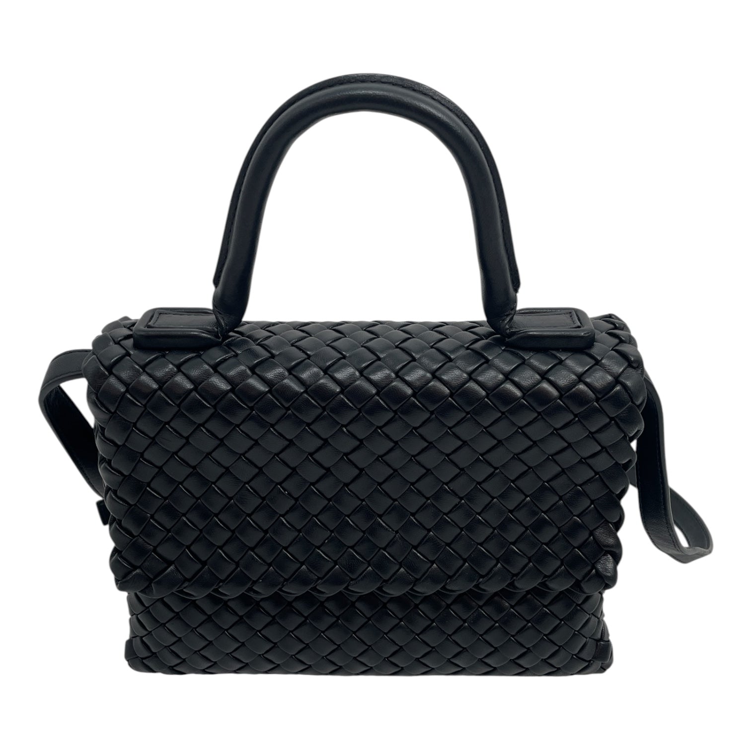 BOTTEGA VENETA/Cross Body Bag/Leather/BLK/PATTI TOP HANDLE\WOVEN view 1