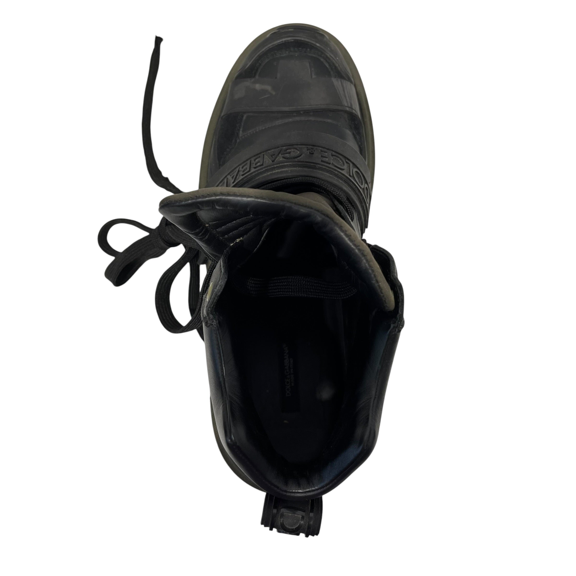 DOLCE&GABBANA/Trekking Boots/US 9/Leather/BLK/Rubber Logo Strappy Boots view 3