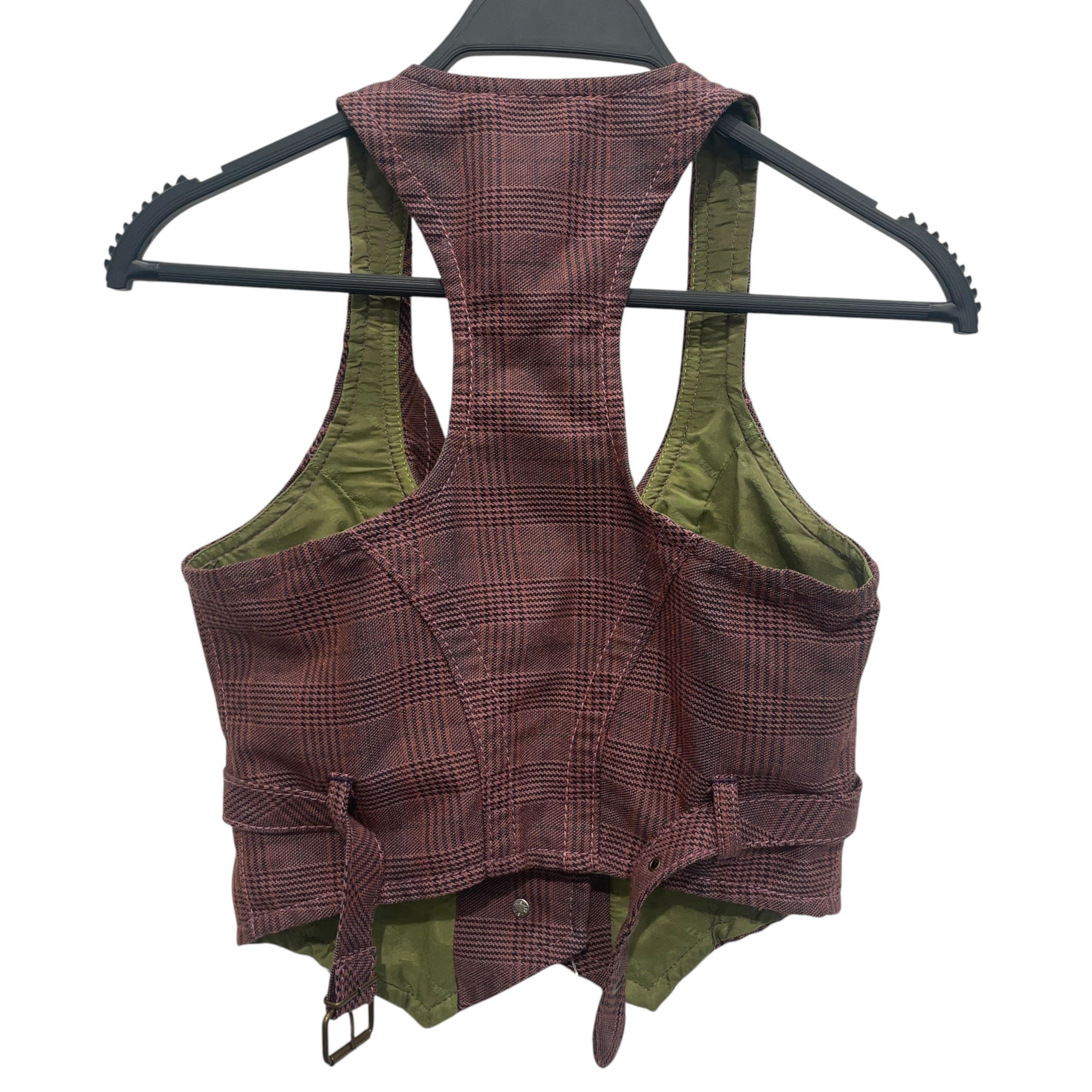 MISS SIXTY/Waistcoat/S/Plaid/Wool/PNK/PPL GRN LINING view 2