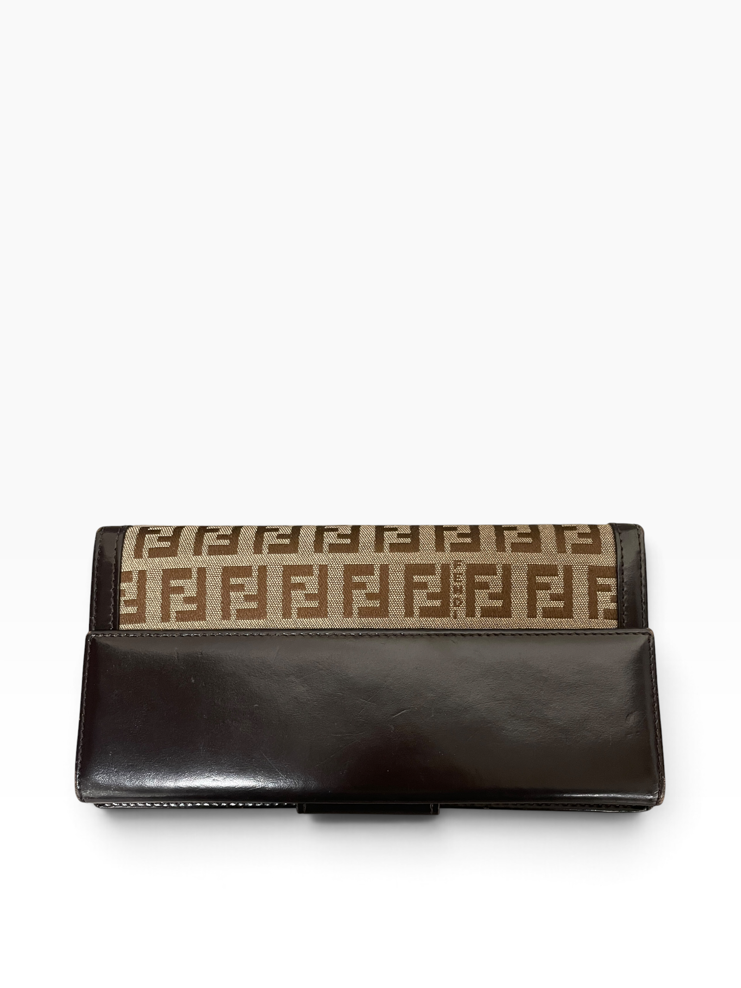FENDI/Trifold Wallet/Monogram/Cotton/BRW/L's/BIG FOLD OVER LOGO view 2