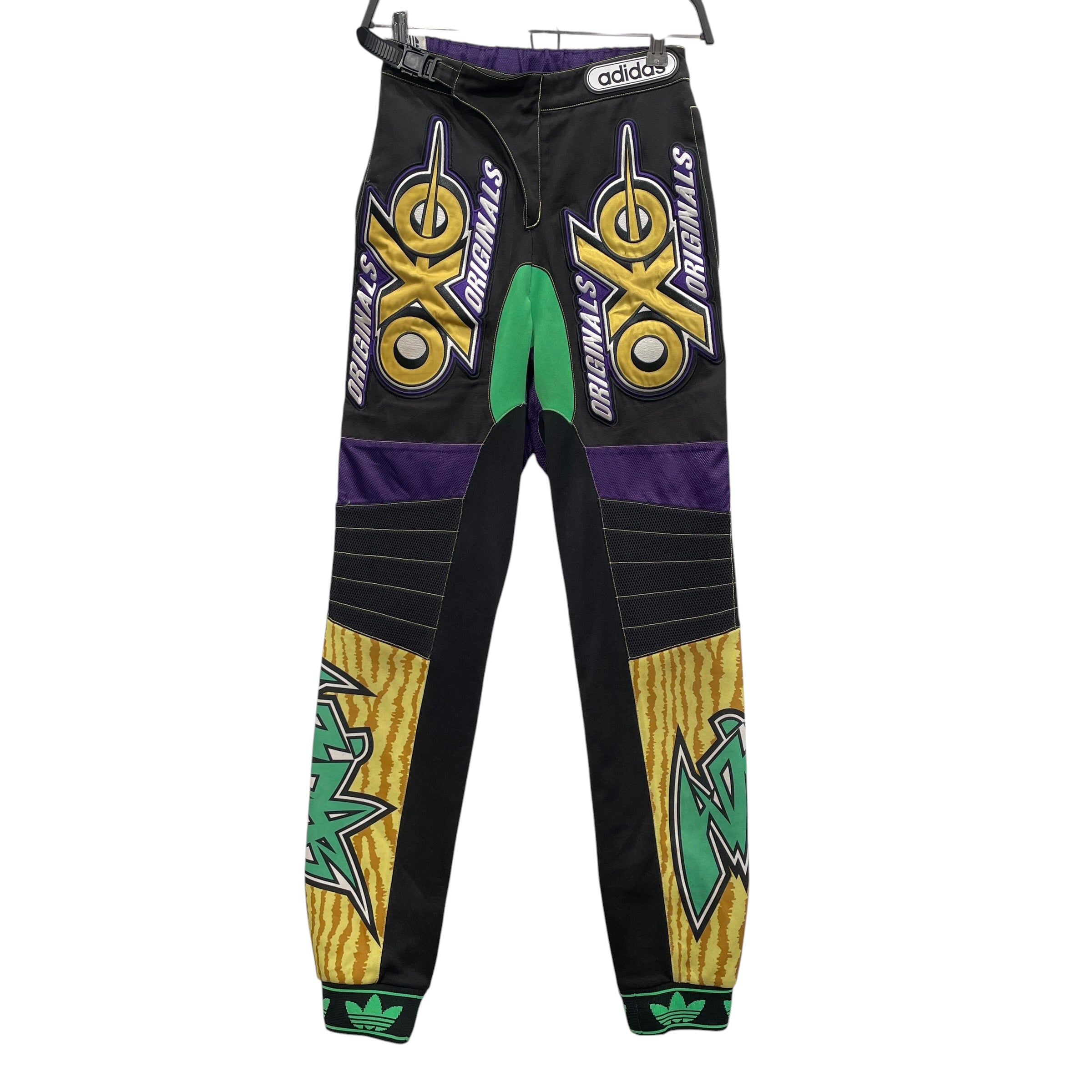 adidas/JEREMY SCOTT/Pants/XS/Cotton/BLK/All Over Print/YEL GRN PATCHES ALL OVER view 1