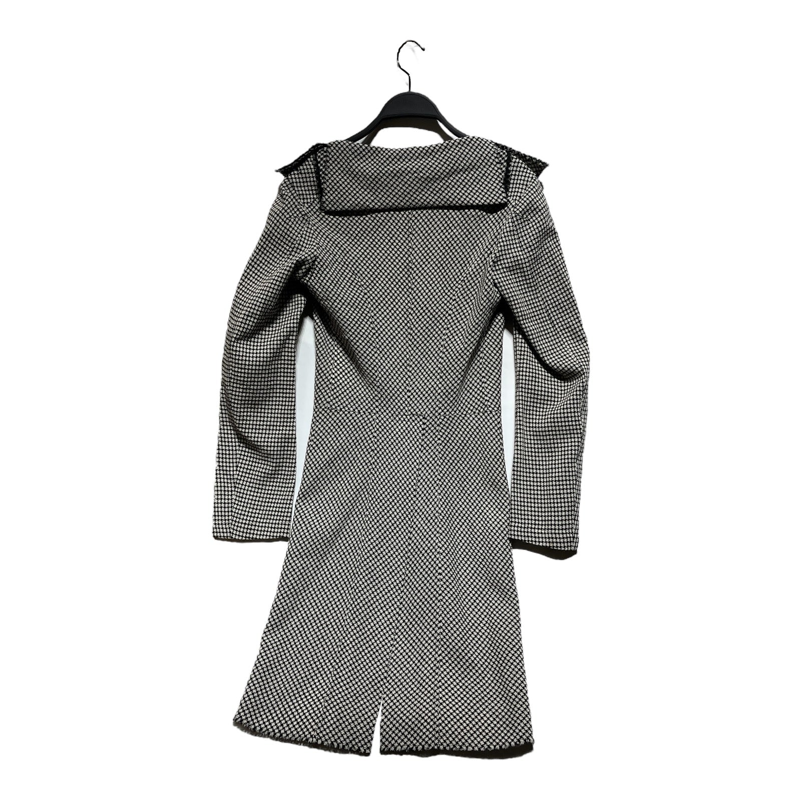 JUNYA WATANABE COMME des GARCONS/Coat/M/Houndstooth Check/Wool/BLK/Raw Hem Light Coat view 2