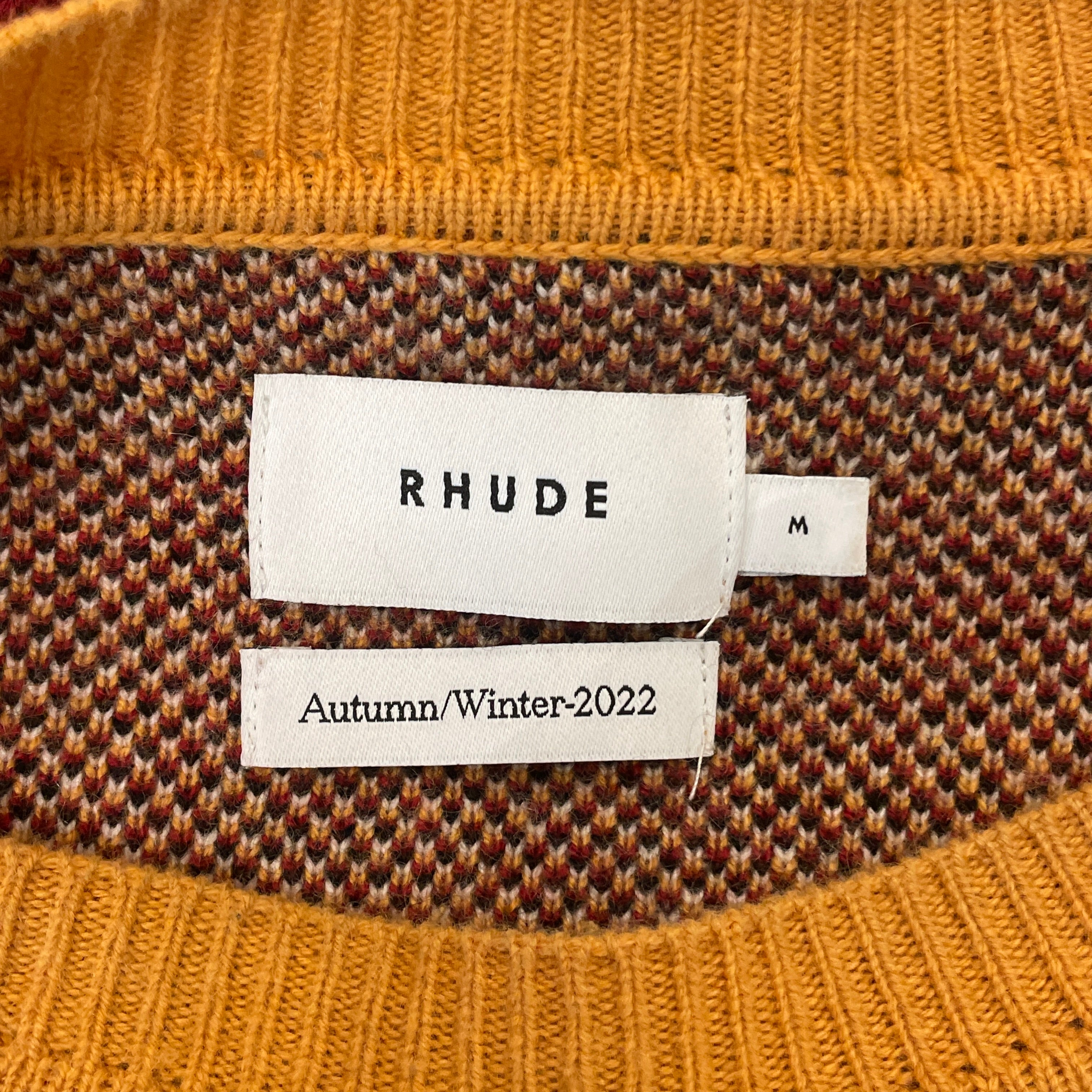 RHUDE/Heavy Sweater/M/Wool/ORN/AYRTON, GREEN STRIPE view 3