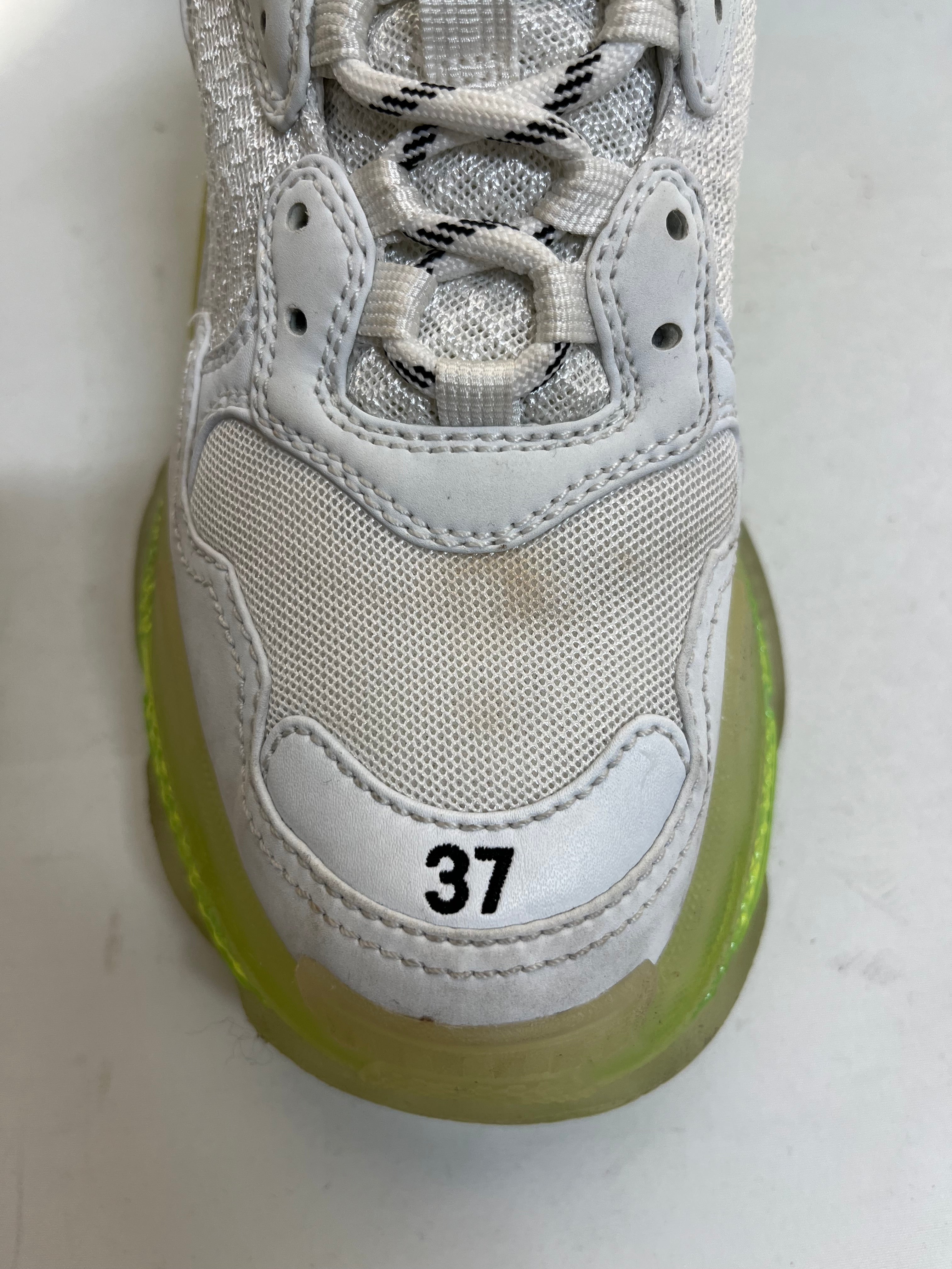 BALENCIAGA/Low-Sneakers/EU 37/Polyester/WHT/sss clear sole view 4