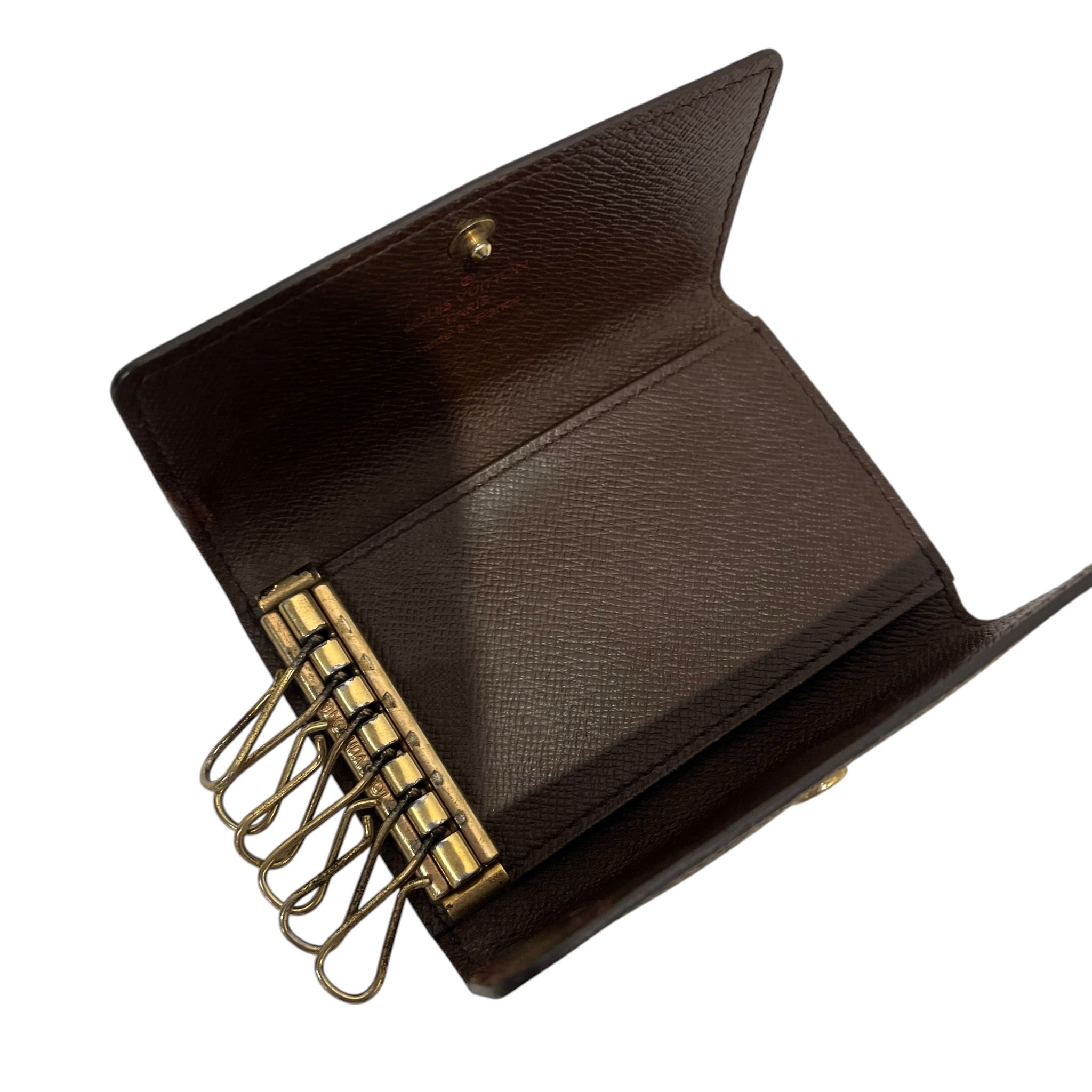 LOUIS VUITTON/Key Case/Monogram/Leather/BRW/L's/damier ebene key holder view 4