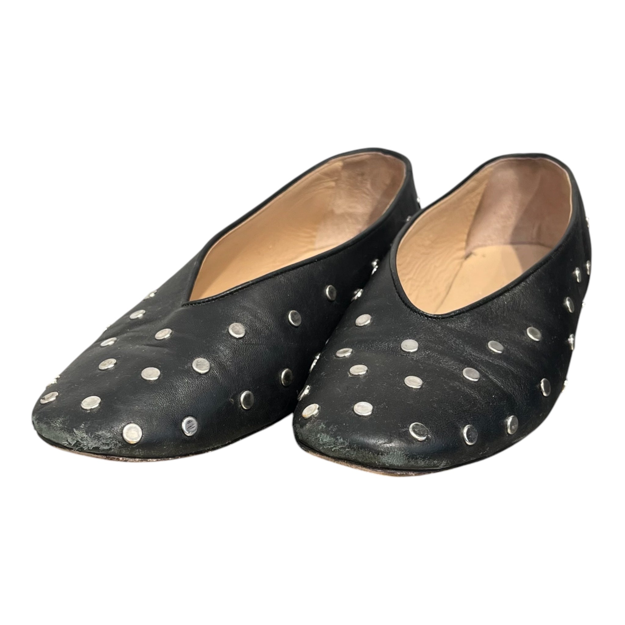 LE MONDE/Flat Shoes/EU 37/Polka dot/Leather/BLK/SILVER STUD CIRCLES view 4