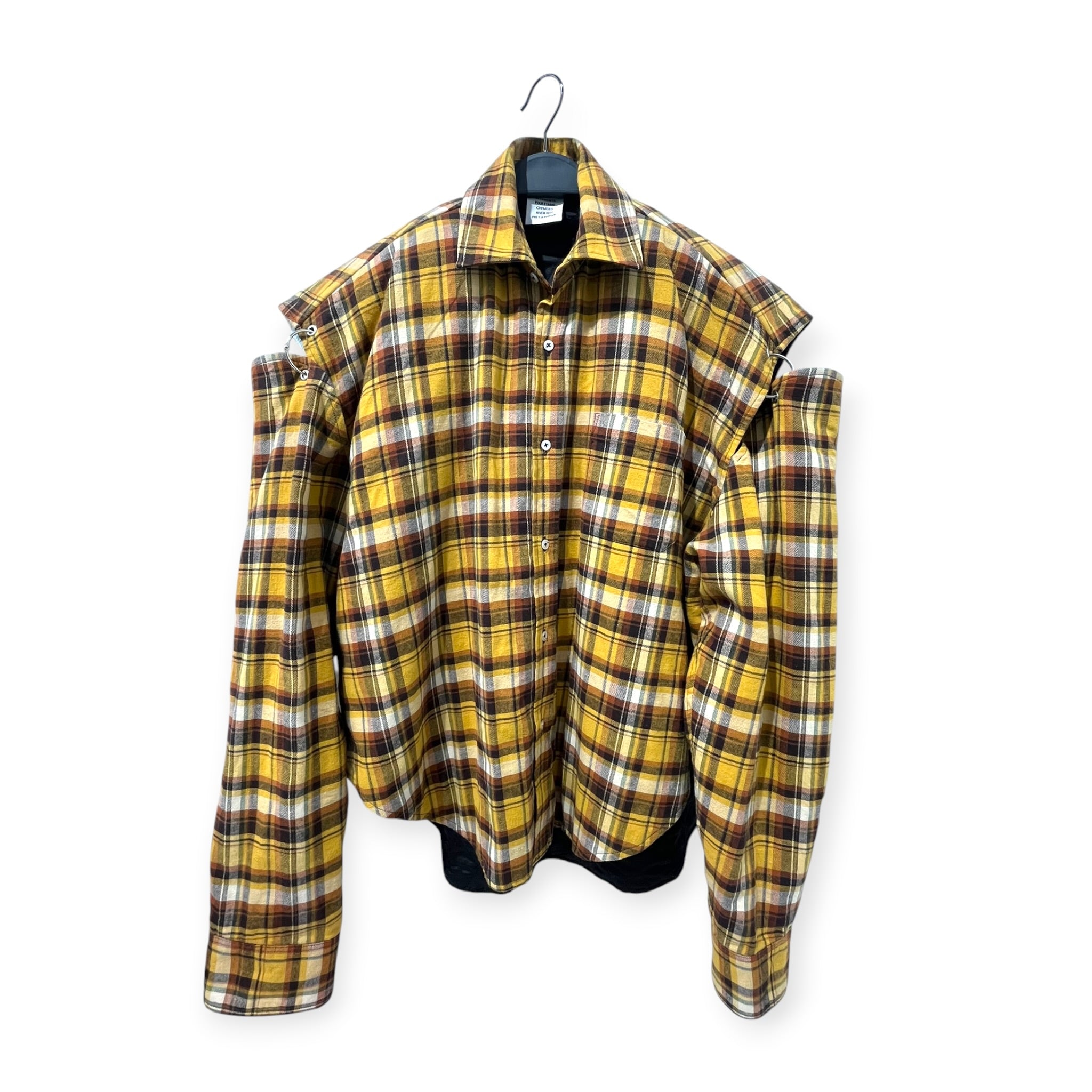VETEMENTS/Jacket/S/Cotton/YLW/Plaid/time is money football shldr view 1